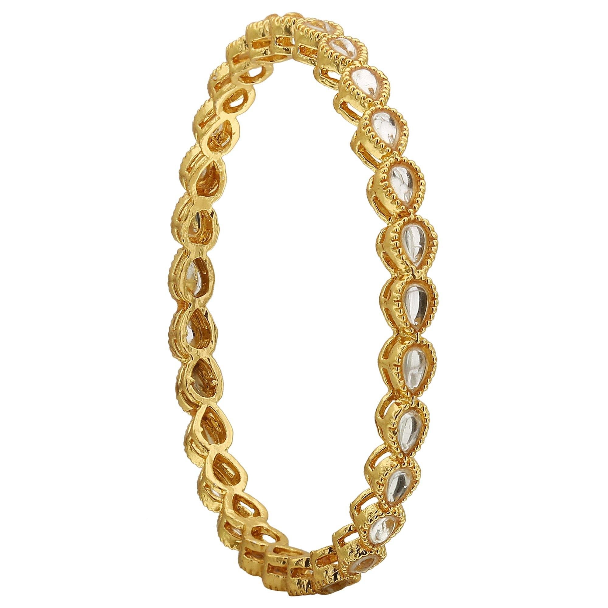 Sukriti Indian Ethnic Royal Gold Plated Kundan Bangles Wedding Jewelry for Women & Girls - Set of 4