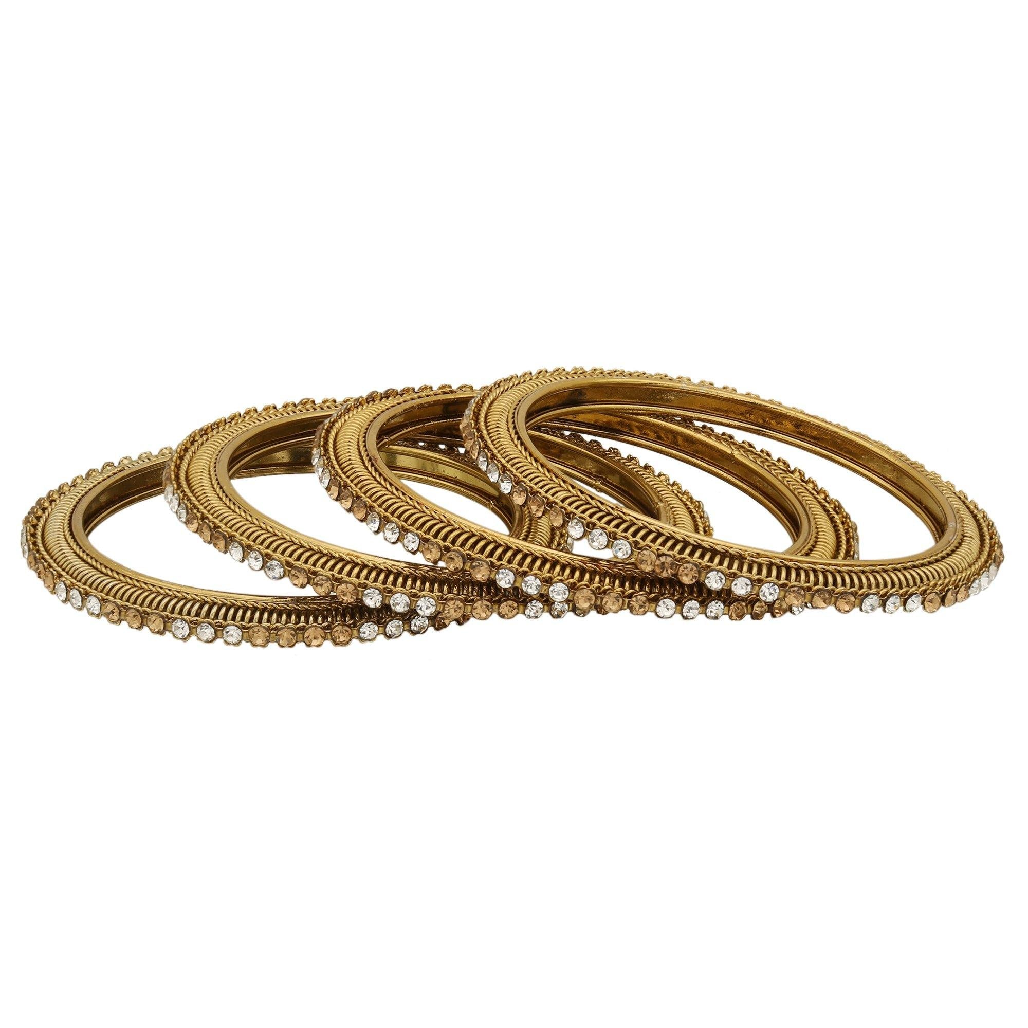 Sukriti Indian Handcrafted Gold tone Bangles Party wear Jewelry for Women & Girls - Set of 4