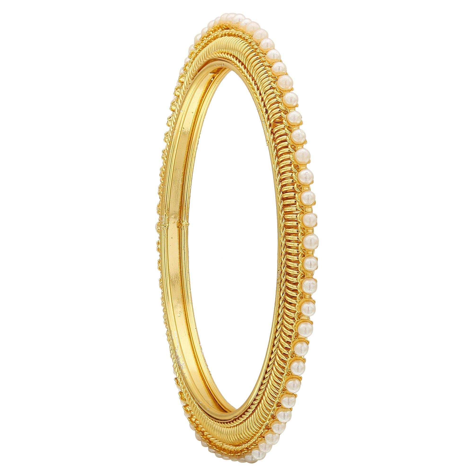Sukriti Indian Handcrafted Gold tone Moti Bangles Party wear Jewelry for Women & Girls - Set of 4