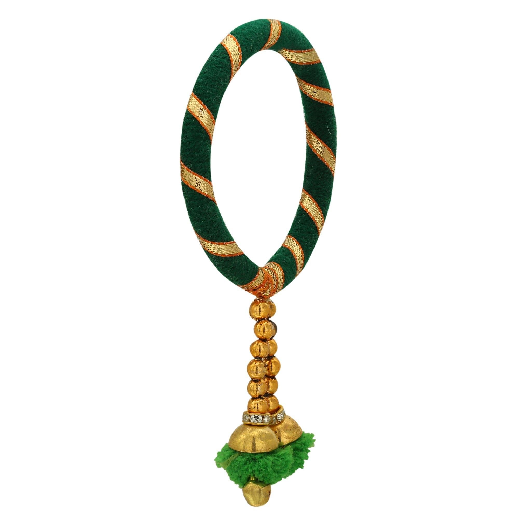 Sukriti Indian Party Wedding wear Pom-Pom Thread Green Bracelet for Girls & Women - Set of 2