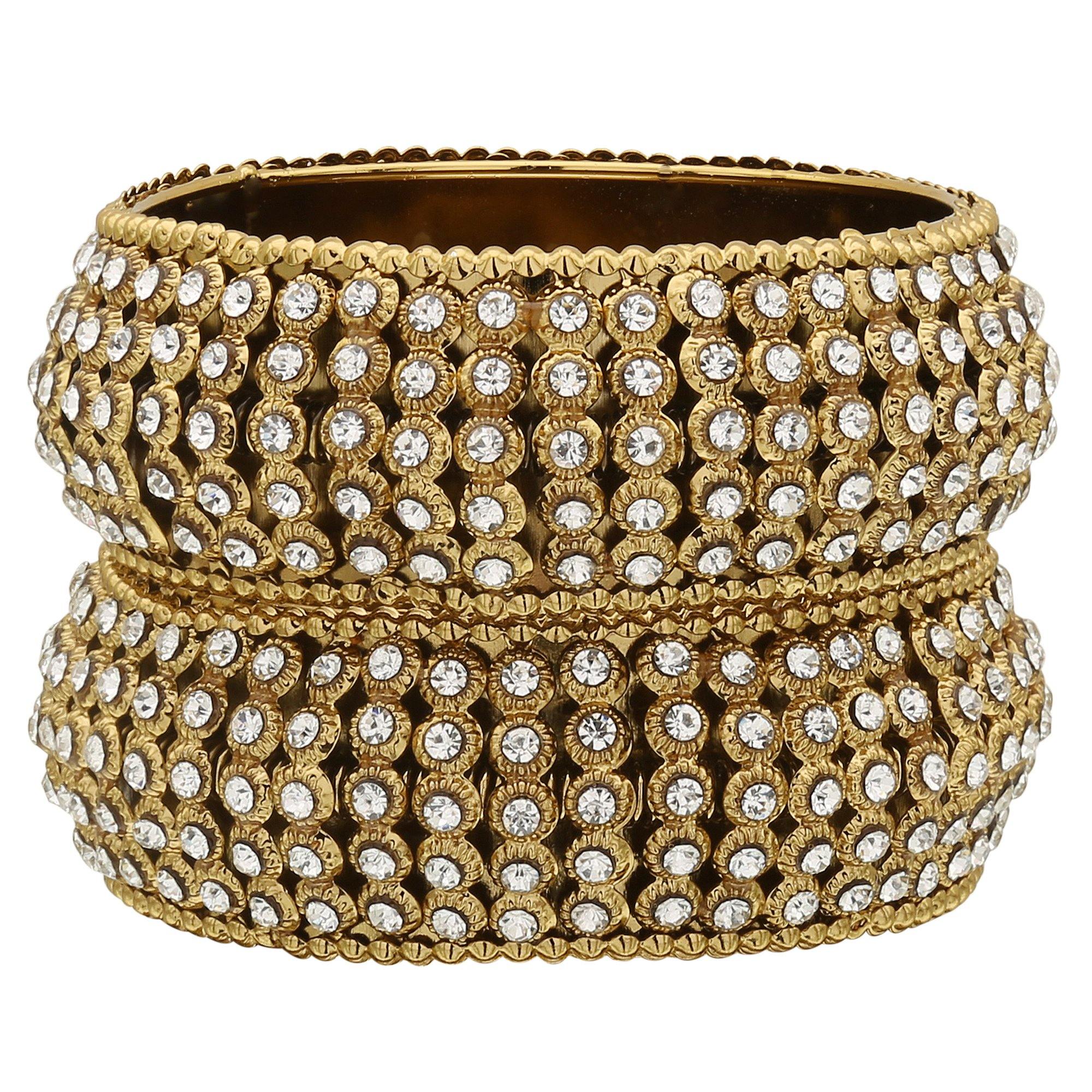 Sukriti Indian Traditional Royal Gold tone Kundan Bracelet Bangles for Girls & Women - set of 2