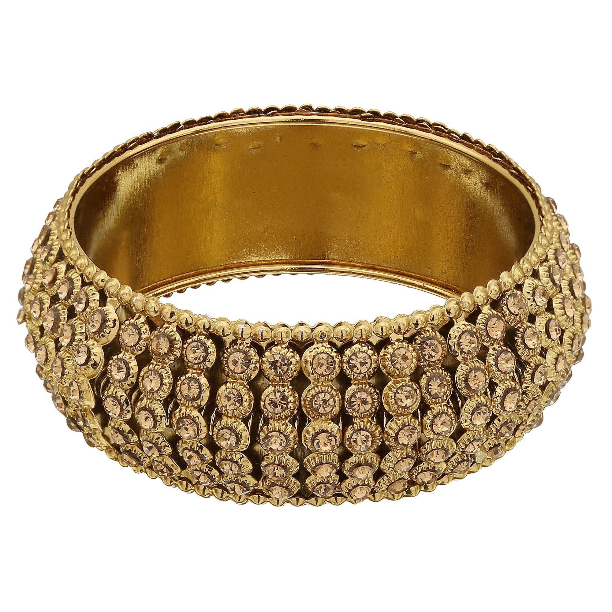 Sukriti Indian Traditional Royal Gold tone Kundan Gold Bracelet Bangles for Girls & Women - set of 2