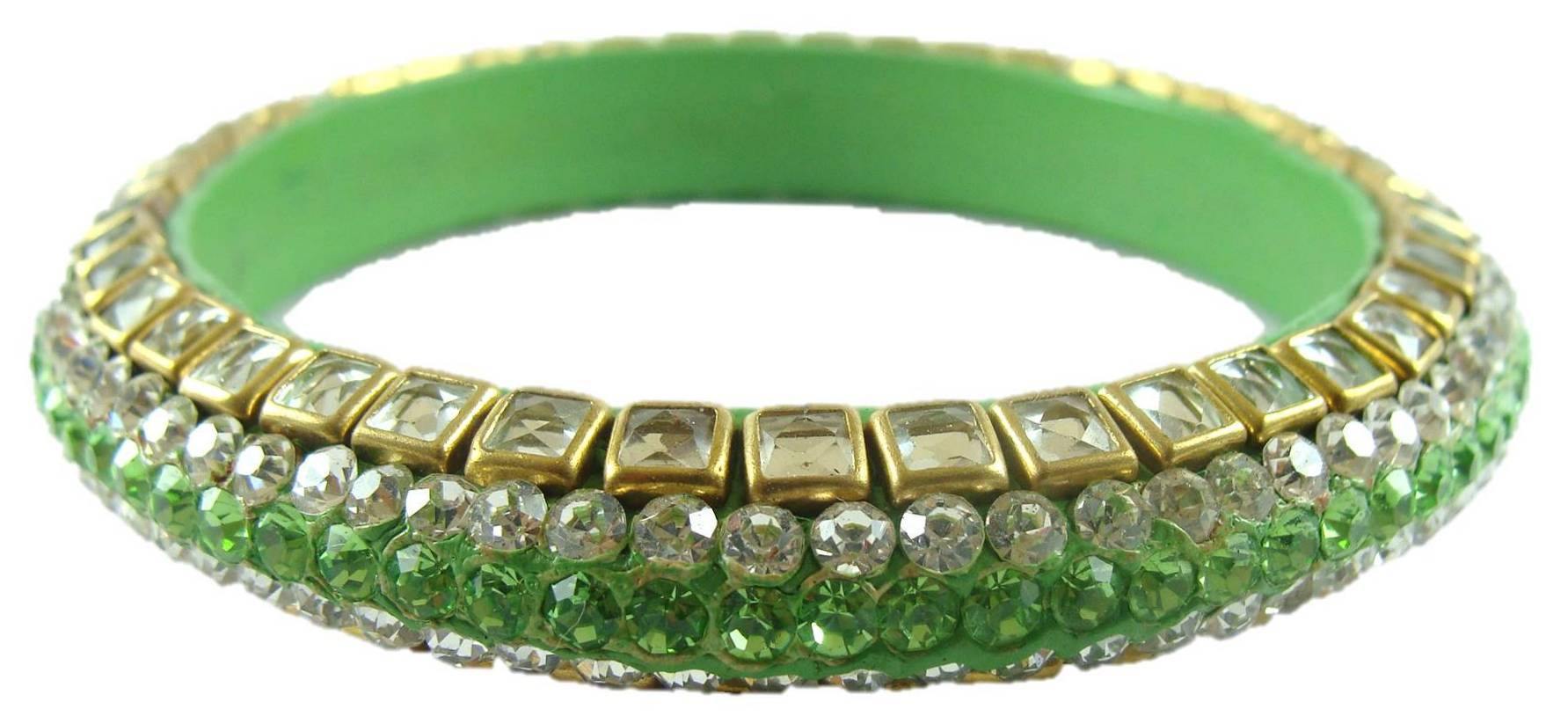 Sukriti Kundan Green Lac Bangle - Set of 2