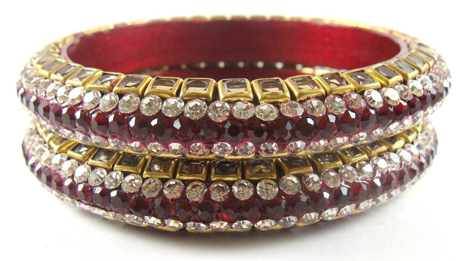 Sukriti Kundan Maroon Lac Bangle - Set of 2