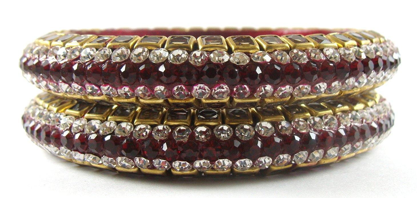 Sukriti Kundan Maroon Lac Bangle - Set of 2