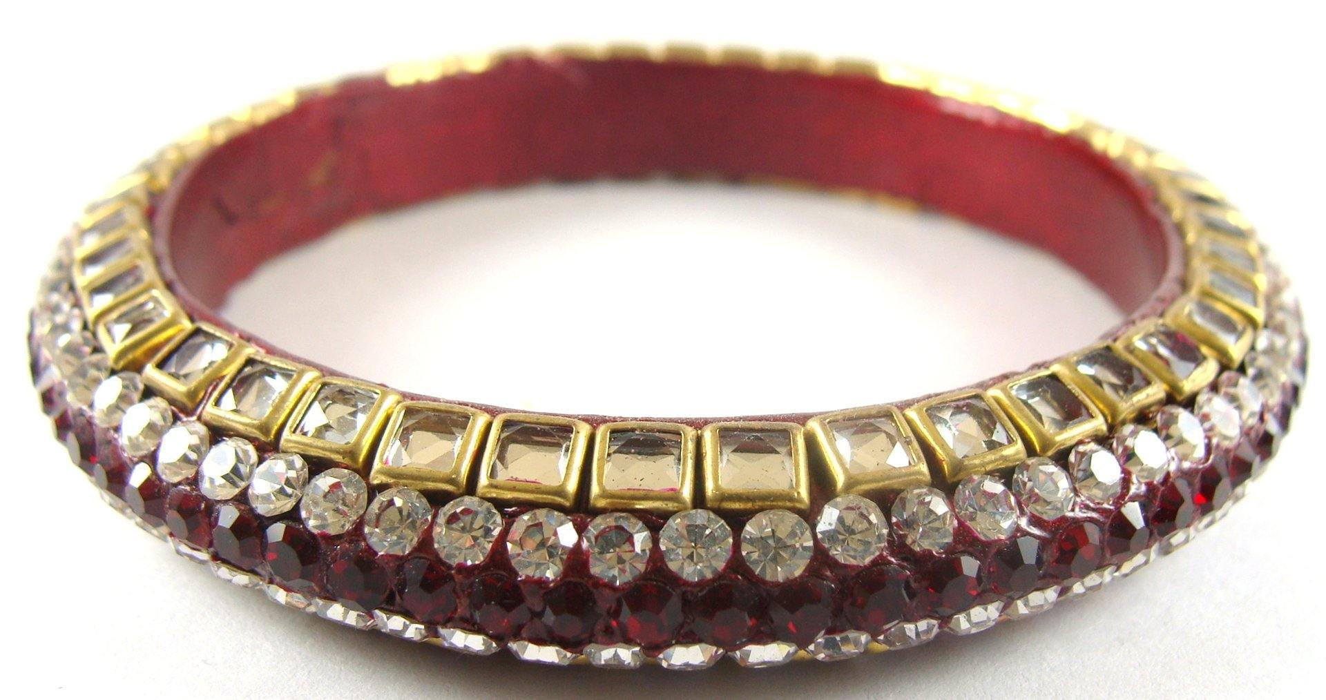 Sukriti Kundan Maroon Lac Bangle - Set of 2
