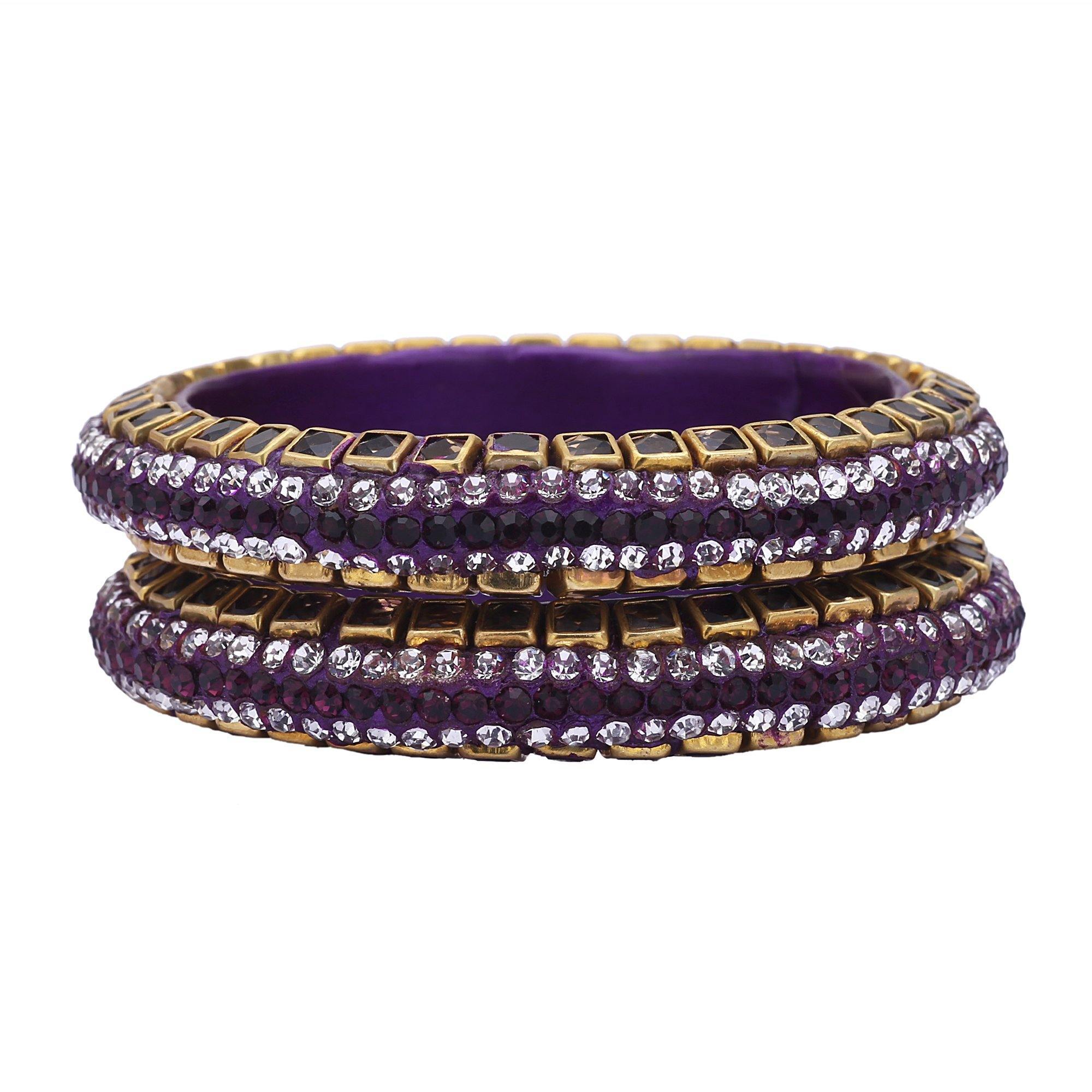 Sukriti Kundan Purple Lac Bangle - Set of 2