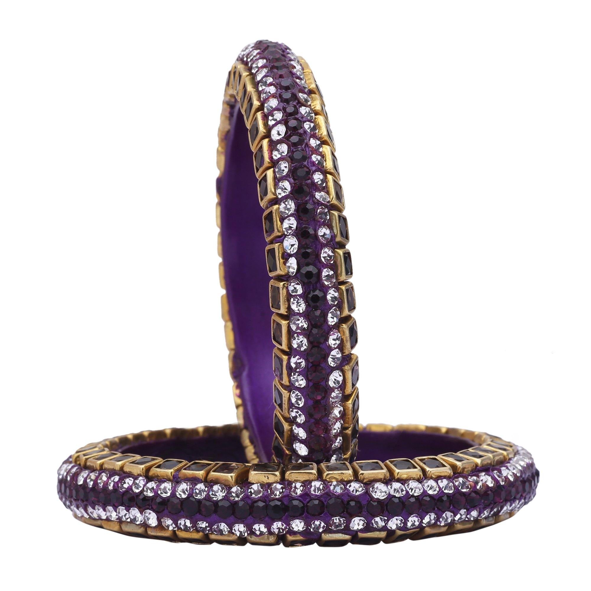 Sukriti Kundan Purple Lac Bangle - Set of 2