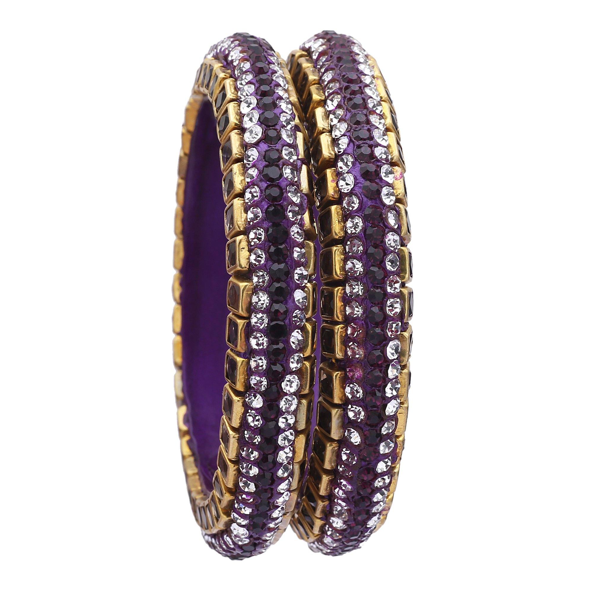 Sukriti Kundan Purple Lac Bangle - Set of 2