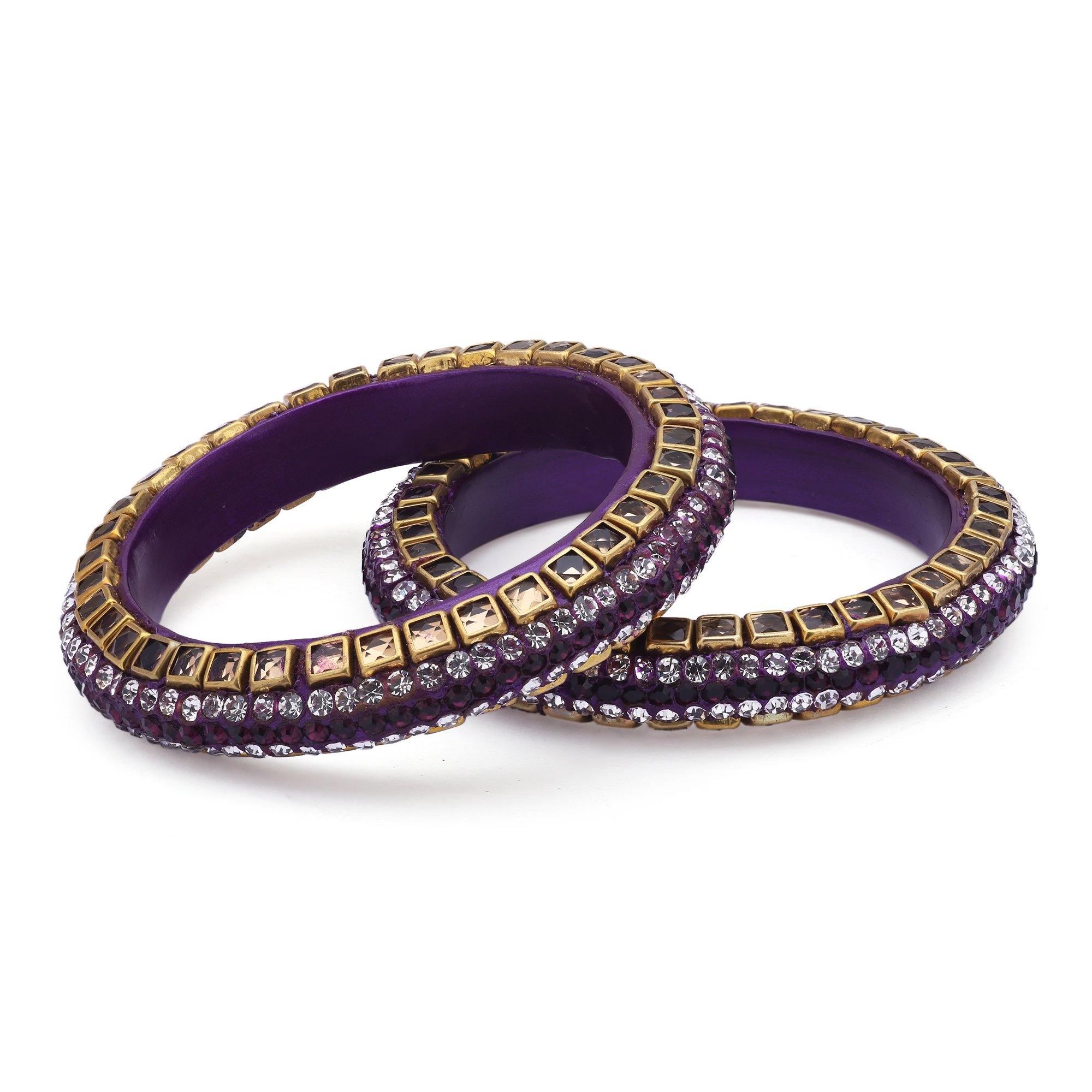 Sukriti Kundan Purple Lac Bangle - Set of 2