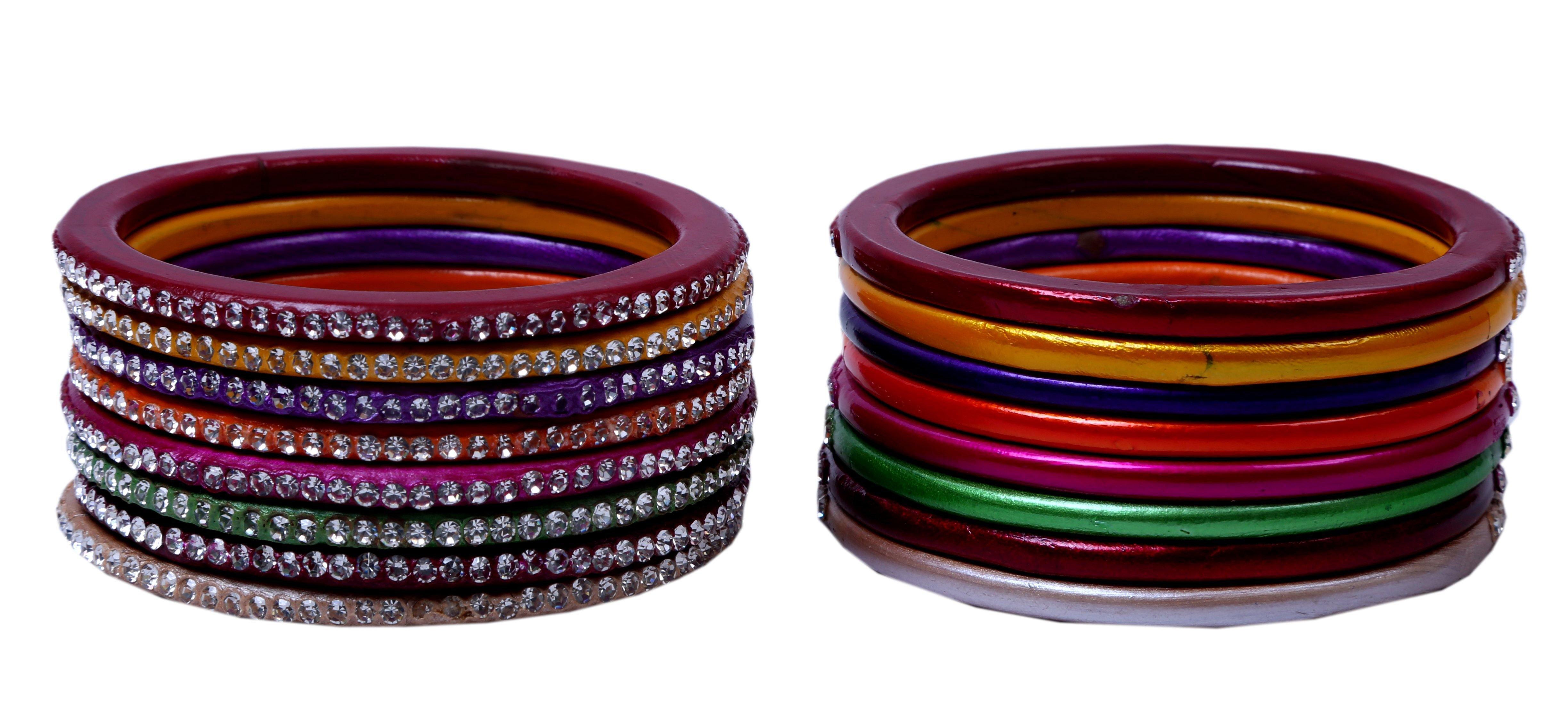 Sukriti Multicolor Lac Bangles Fashion Jewelry for Women - Set of 16