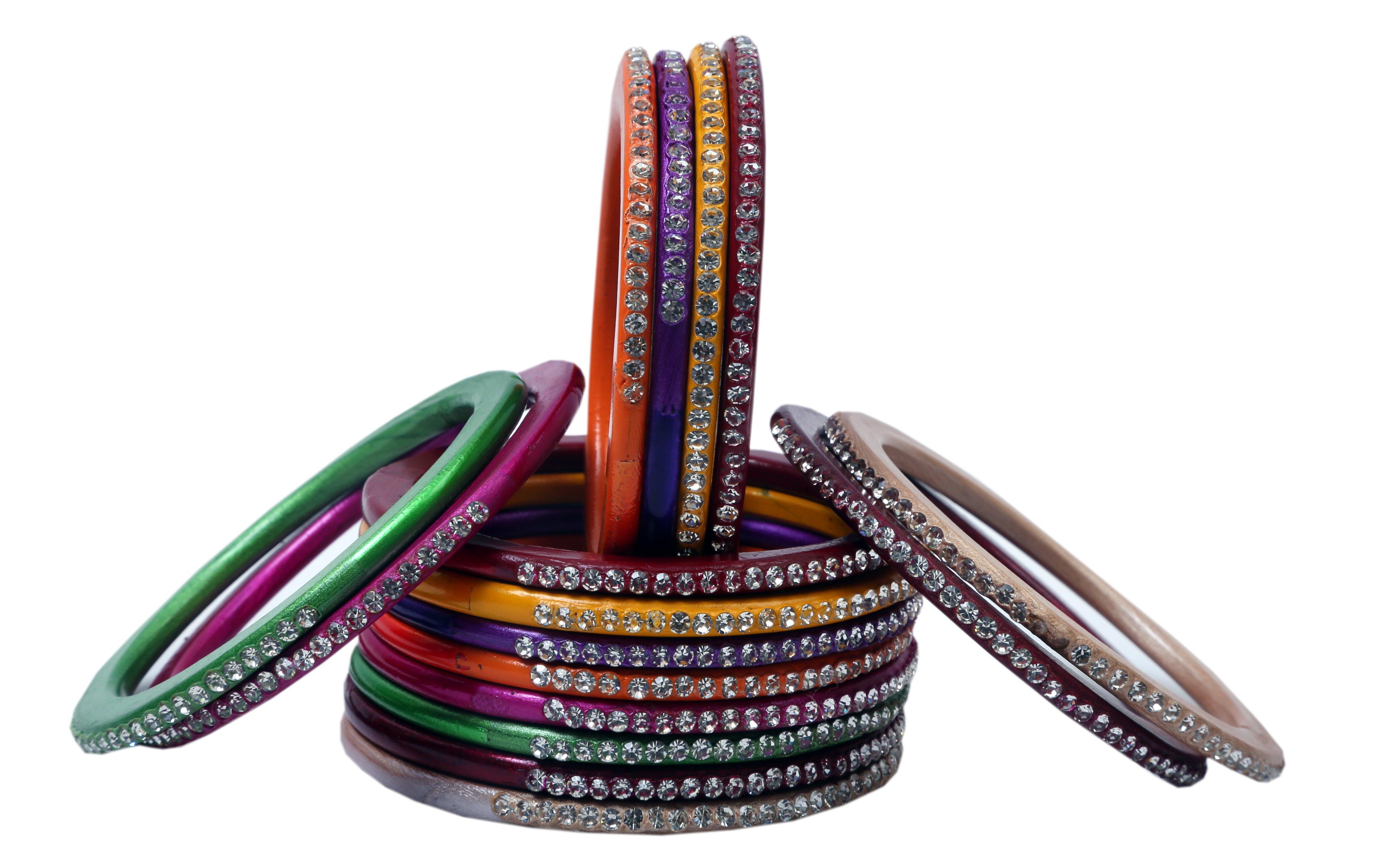 Sukriti Multicolor Lac Bangles Fashion Jewelry for Women - Set of 16