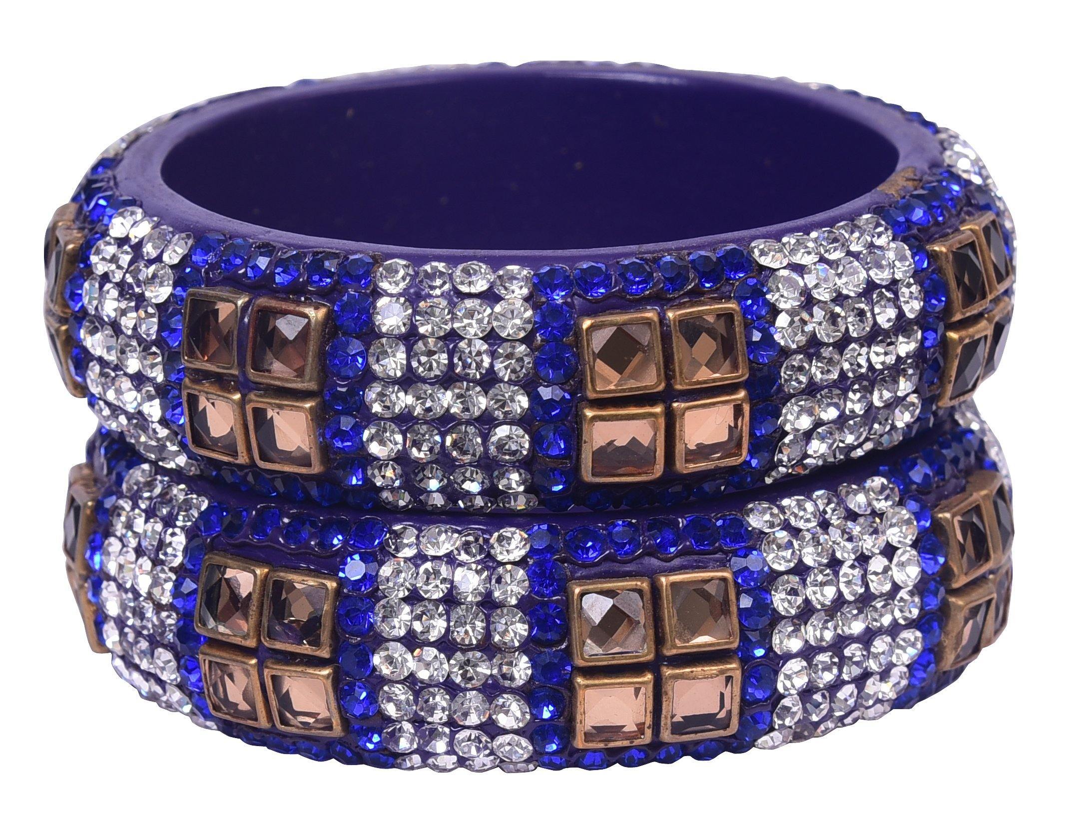 Sukriti Party wear Blue Lac Bangles - Set of 2