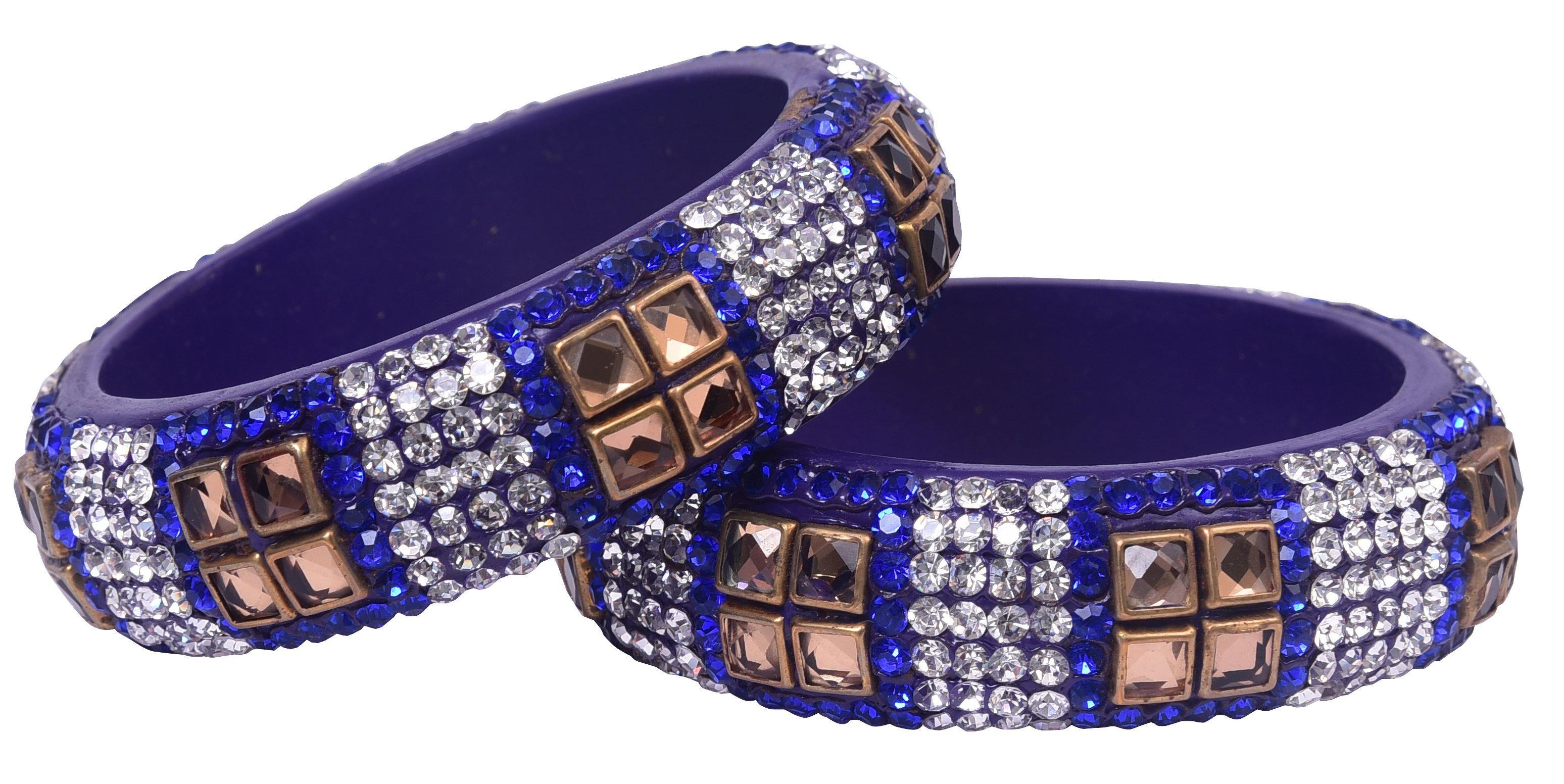 Sukriti Party wear Blue Lac Bangles - Set of 2