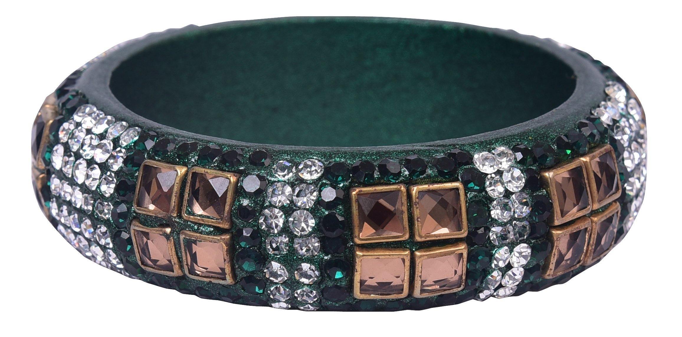 Sukriti Party wear Bottle-Green Lac Bangles - Set of 2