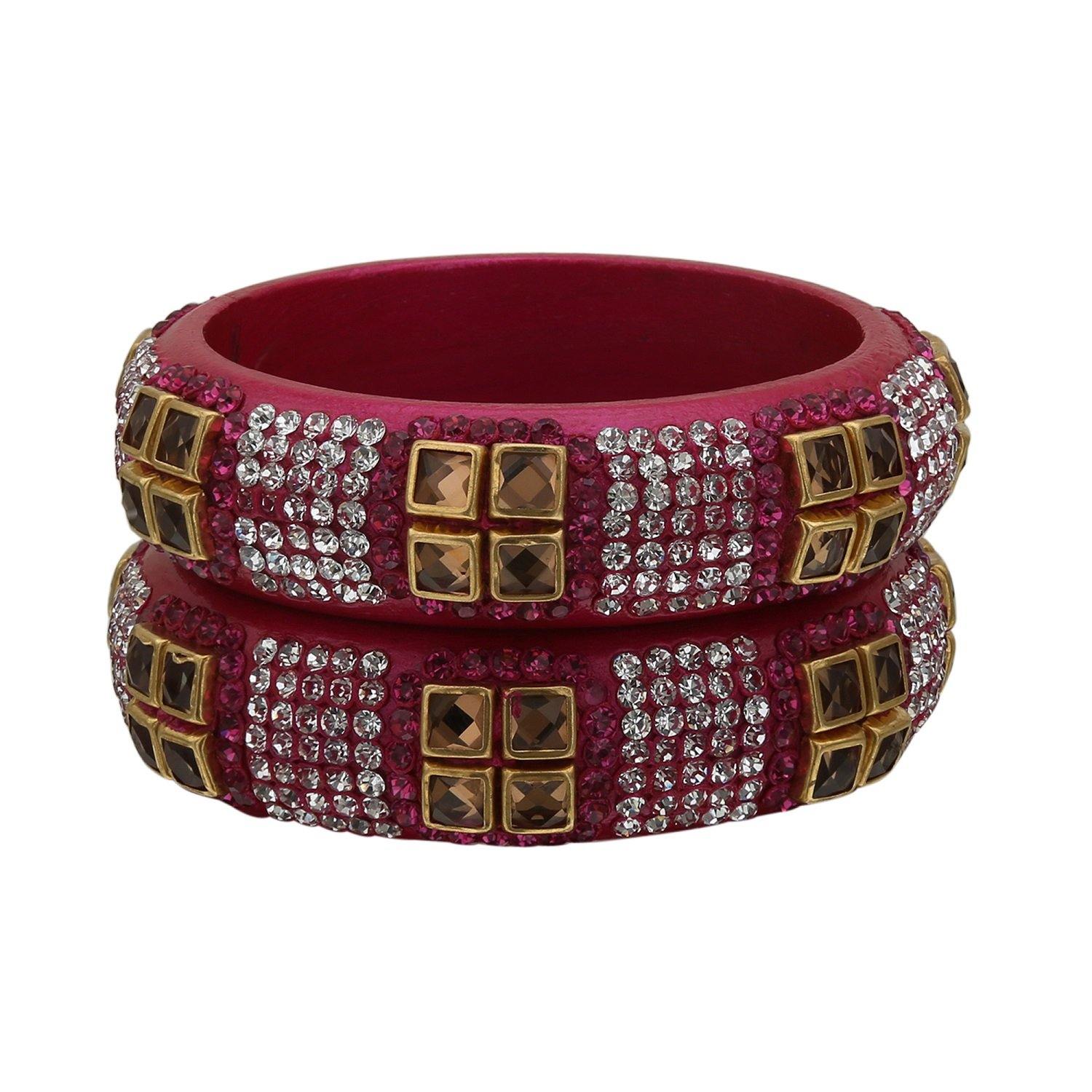 Sukriti Party wear Magenta Lac Bangles - Set of 2