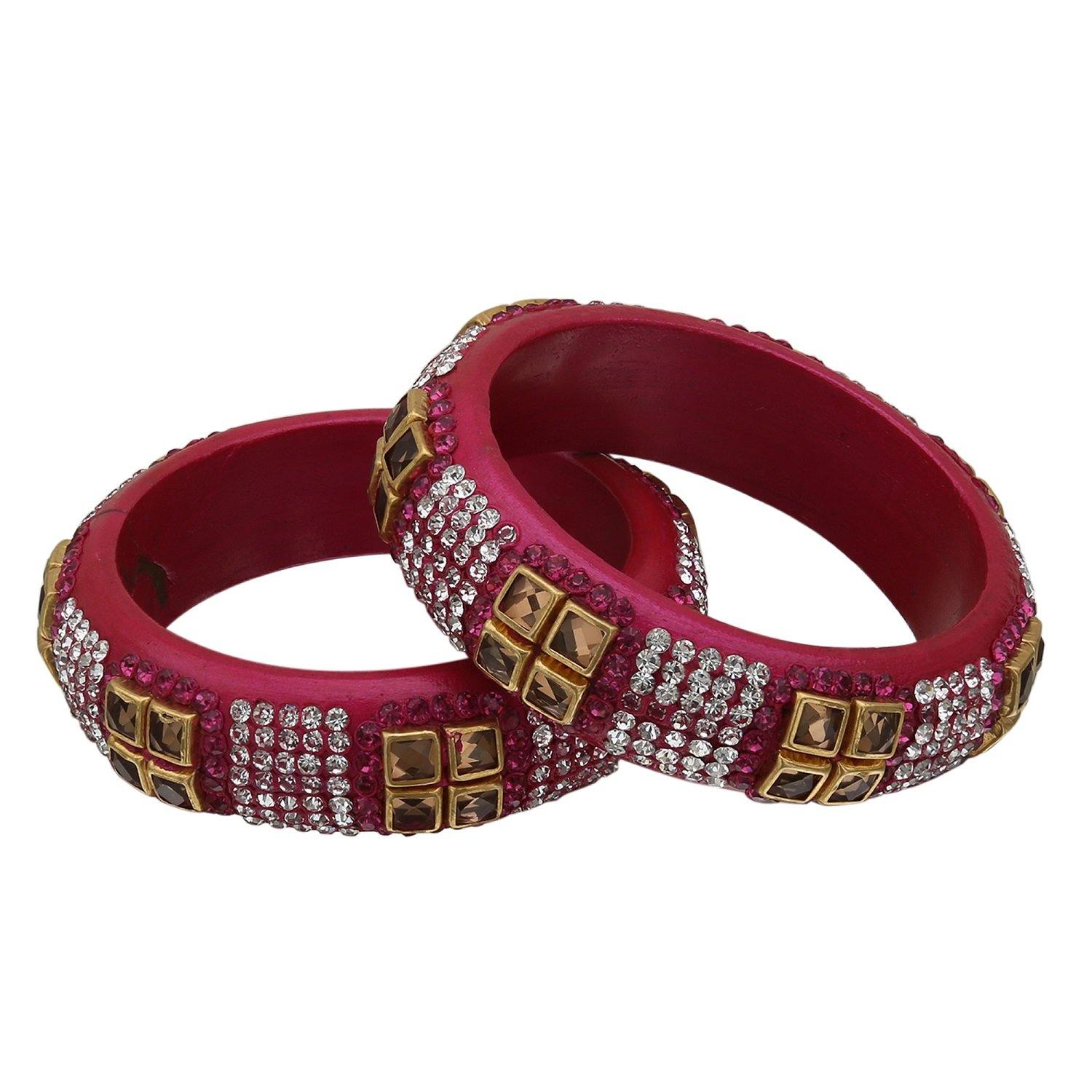 Sukriti Party wear Magenta Lac Bangles - Set of 2