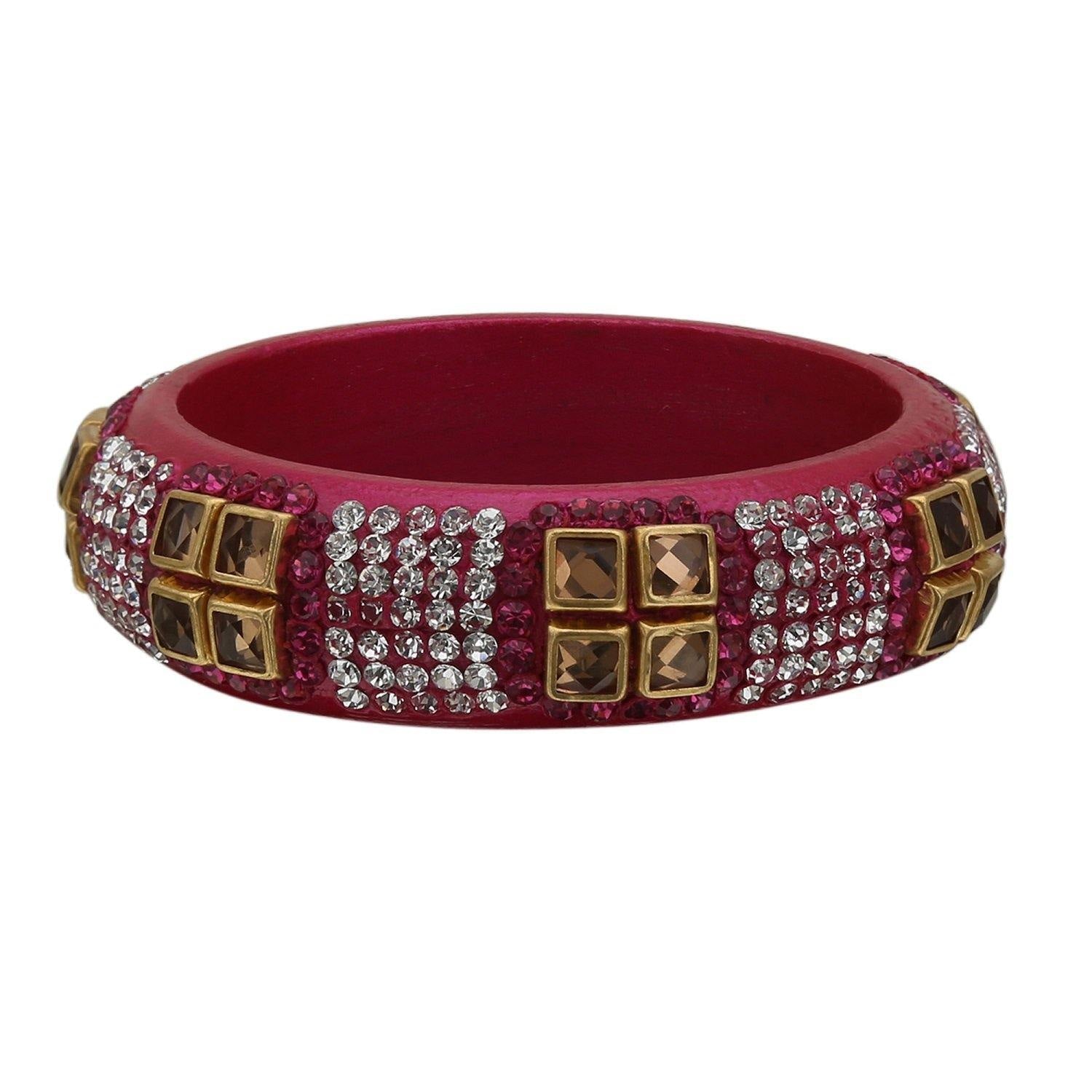 Sukriti Party wear Magenta Lac Bangles - Set of 2
