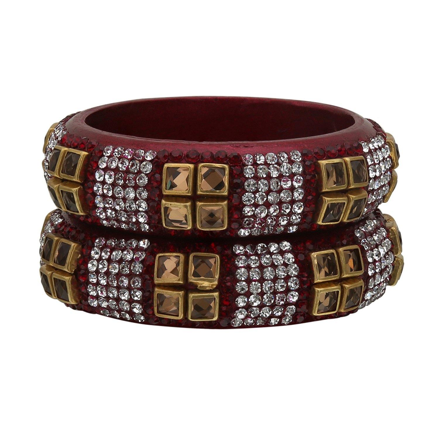 Sukriti Party wear Maroon Lac Bangles - Set of 2
