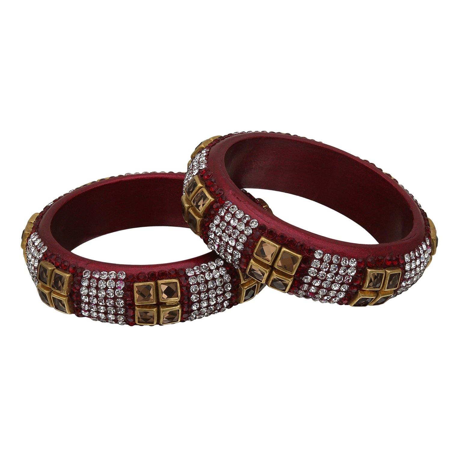 Sukriti Party wear Maroon Lac Bangles - Set of 2