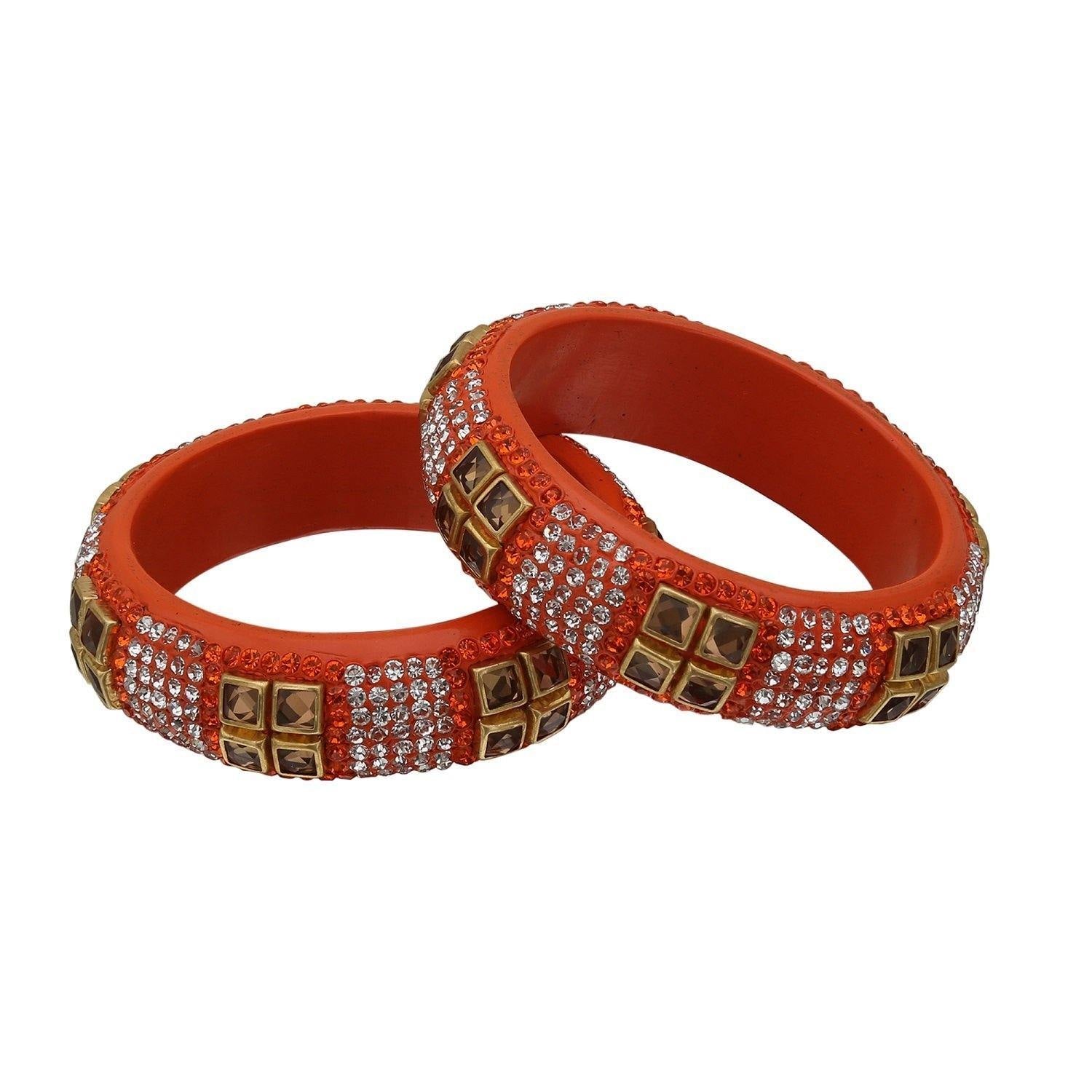 Sukriti Party wear Orange Lac Bangles - Set of 2