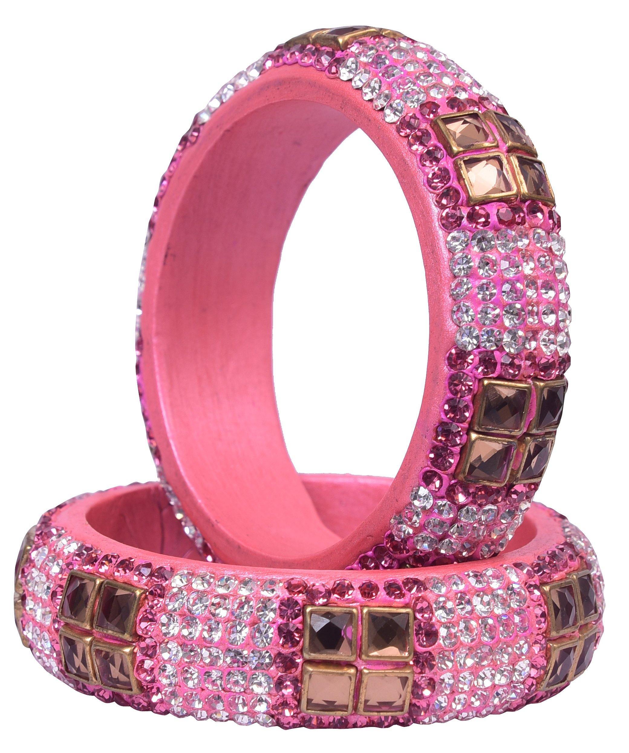 Sukriti Party wear Pink Lac Bangles - Set of 2