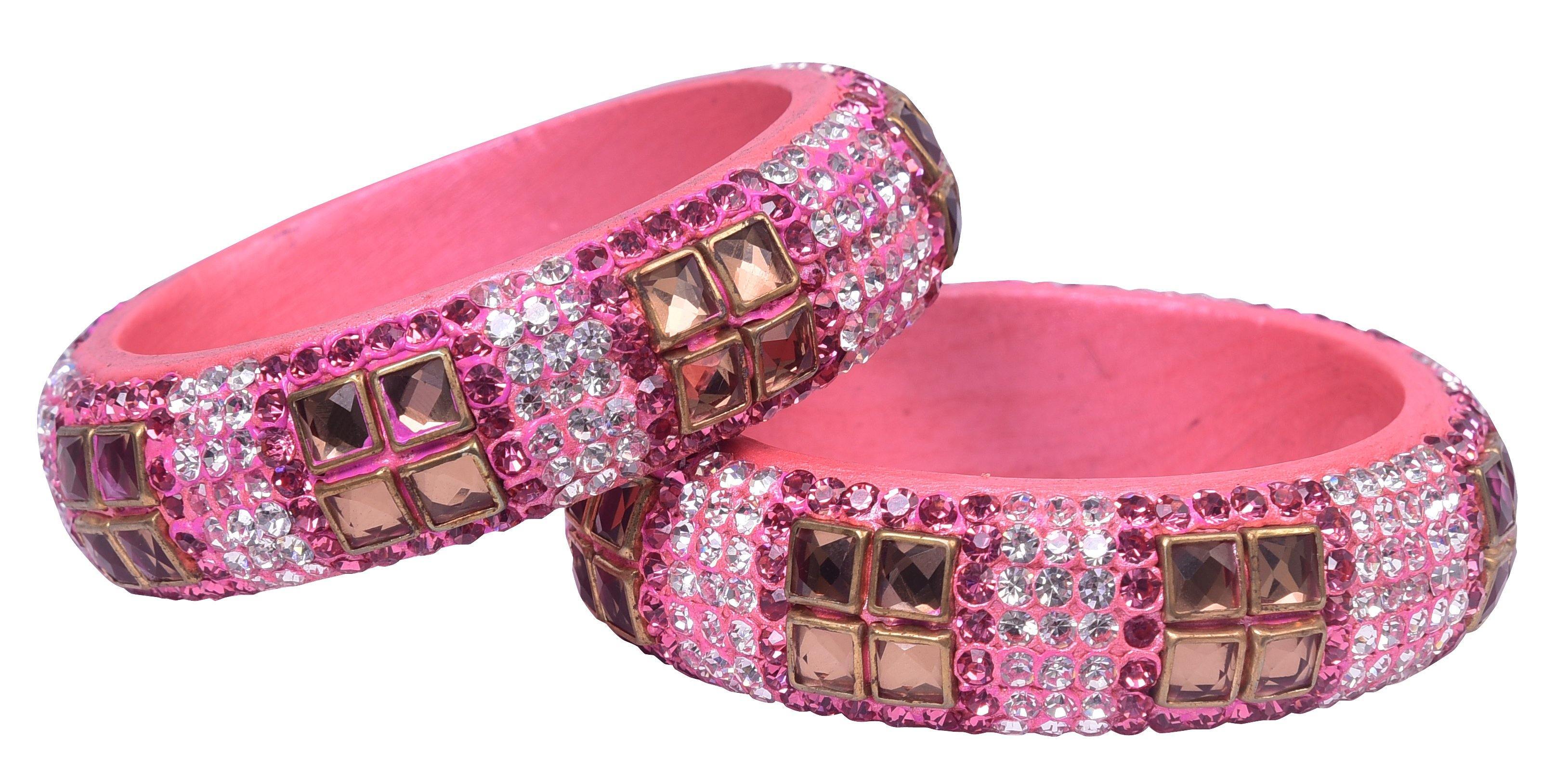 Sukriti Party wear Pink Lac Bangles - Set of 2