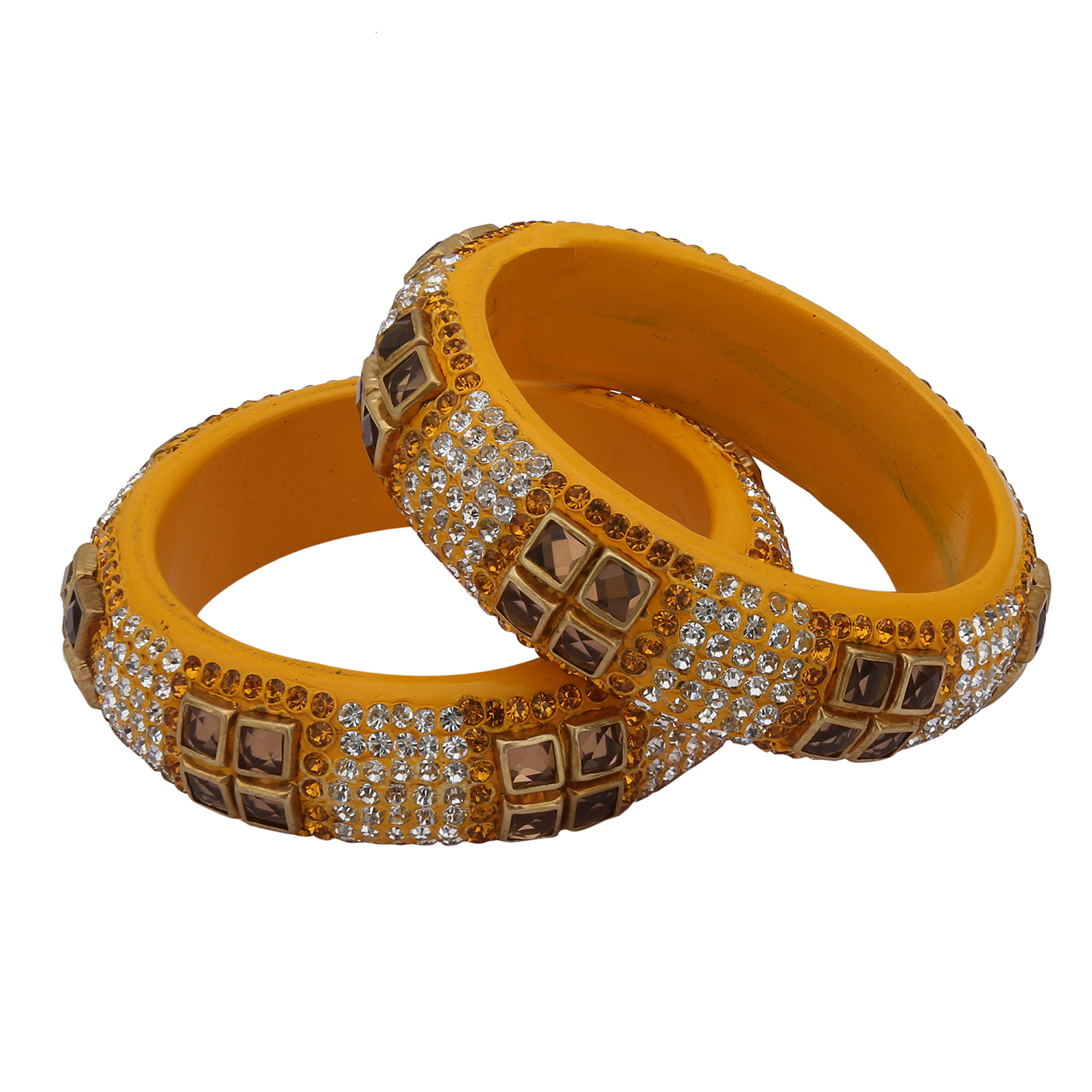 Sukriti Party wear Yellow Lac Bangles - Set of 2
