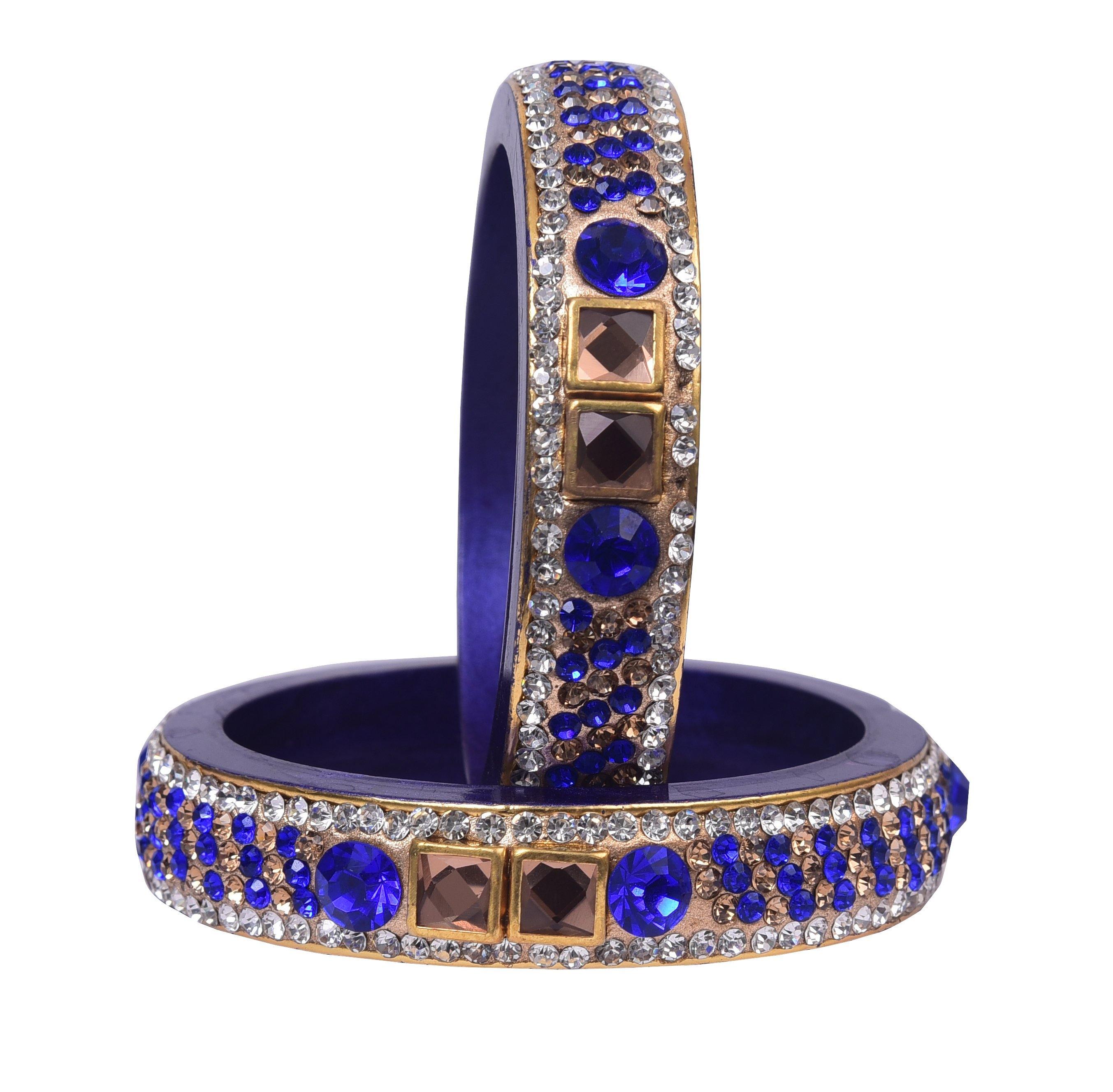 Sukriti Rajasthani Blue color Kundan Lac Bangle - Set of 2