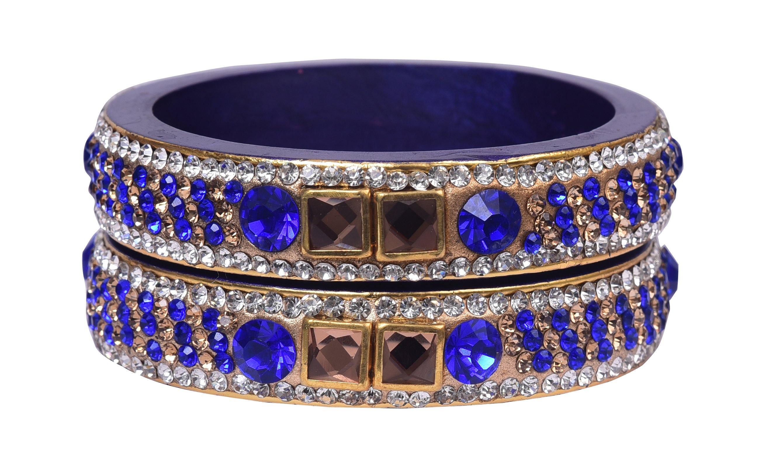 Sukriti Rajasthani Blue color Kundan Lac Bangle - Set of 2