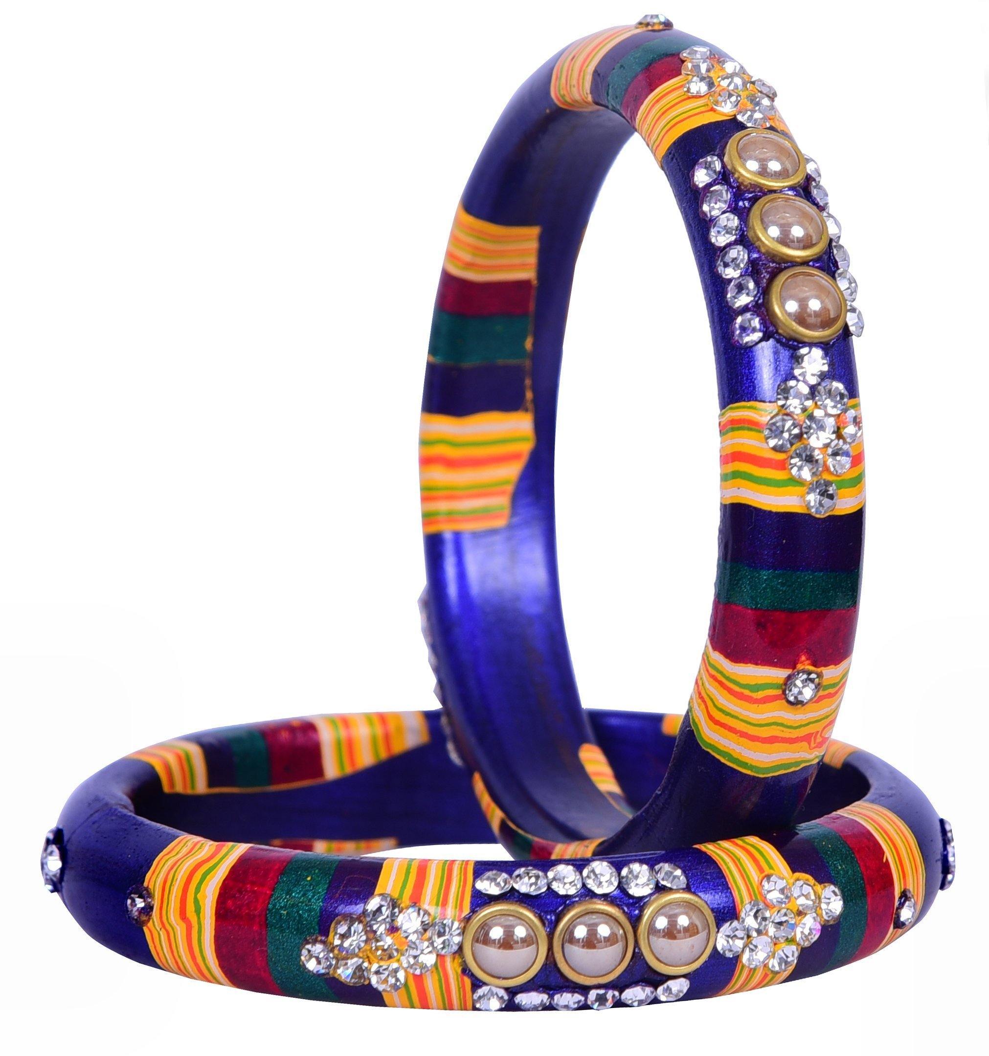 Sukriti Rajasthani Blue Lac Bangles for Women - Set of 2