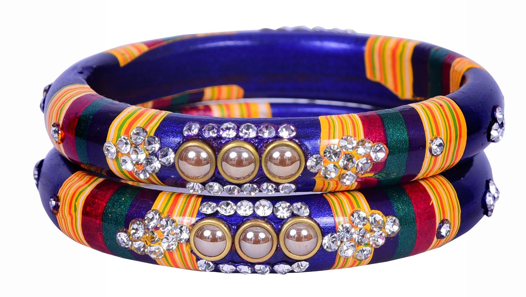Sukriti Rajasthani Blue Lac Bangles for Women - Set of 2