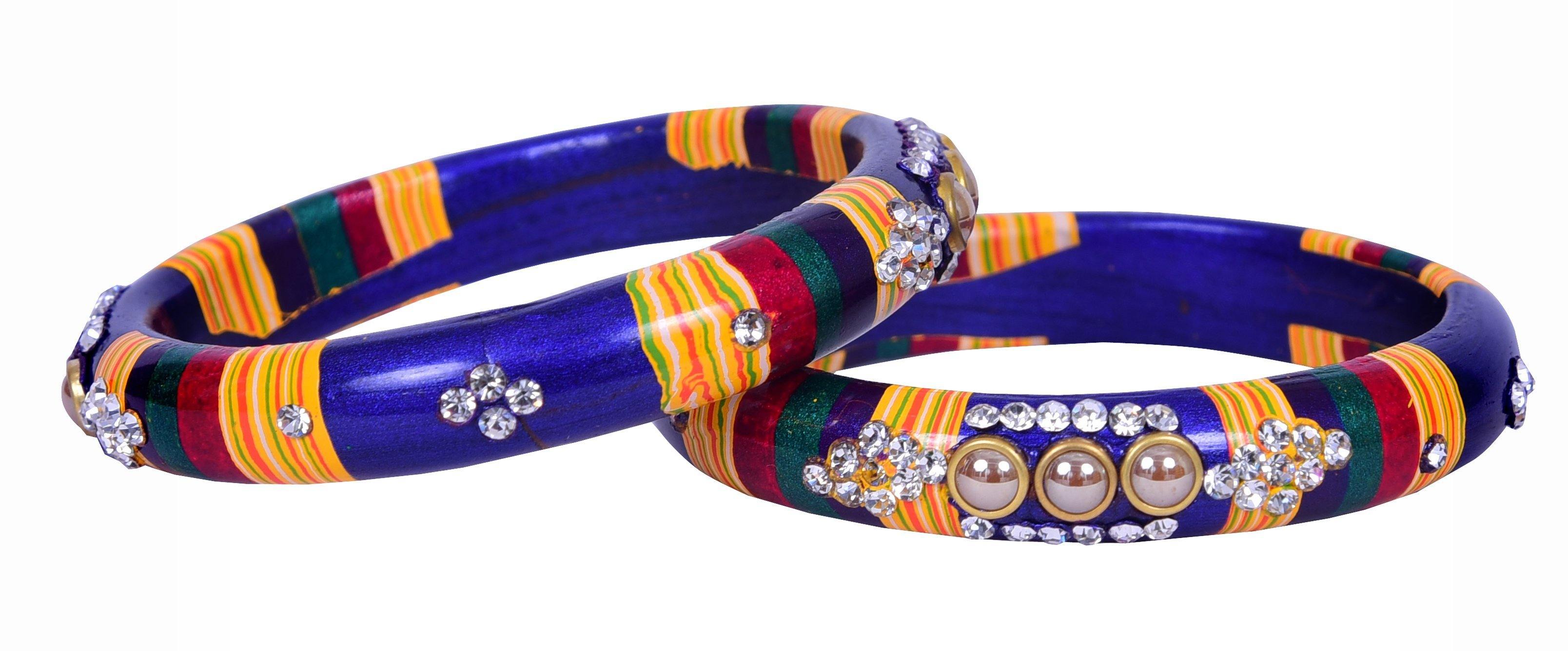 Sukriti Rajasthani Blue Lac Bangles for Women - Set of 2