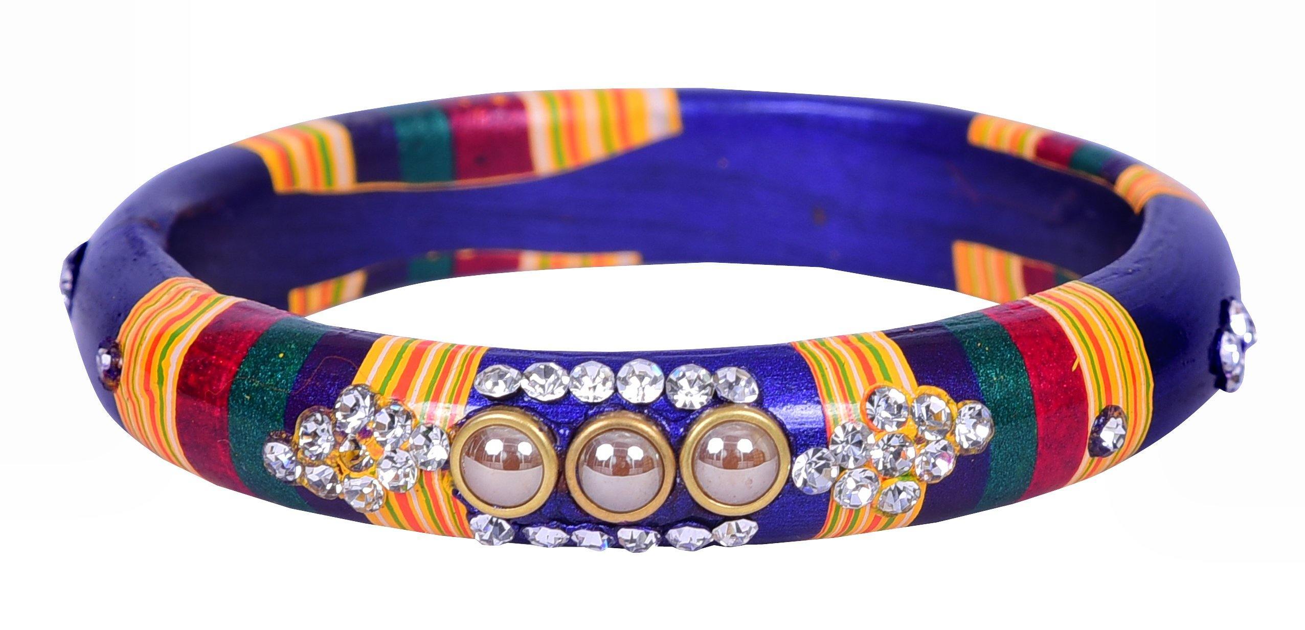 Sukriti Rajasthani Blue Lac Bangles for Women - Set of 2