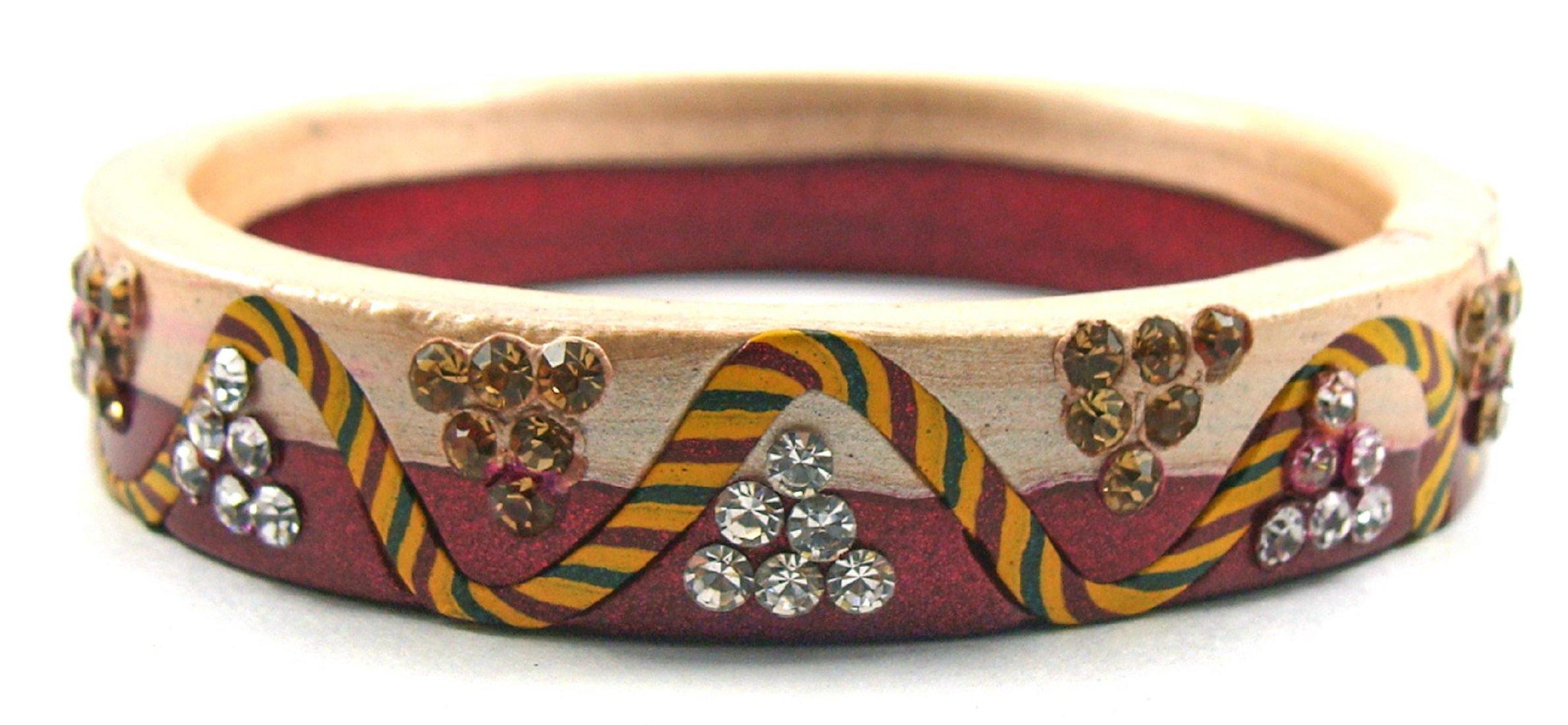 Sukriti Rajasthani Casual Maroon-Beige Lac Bangles for Women - Set of 2