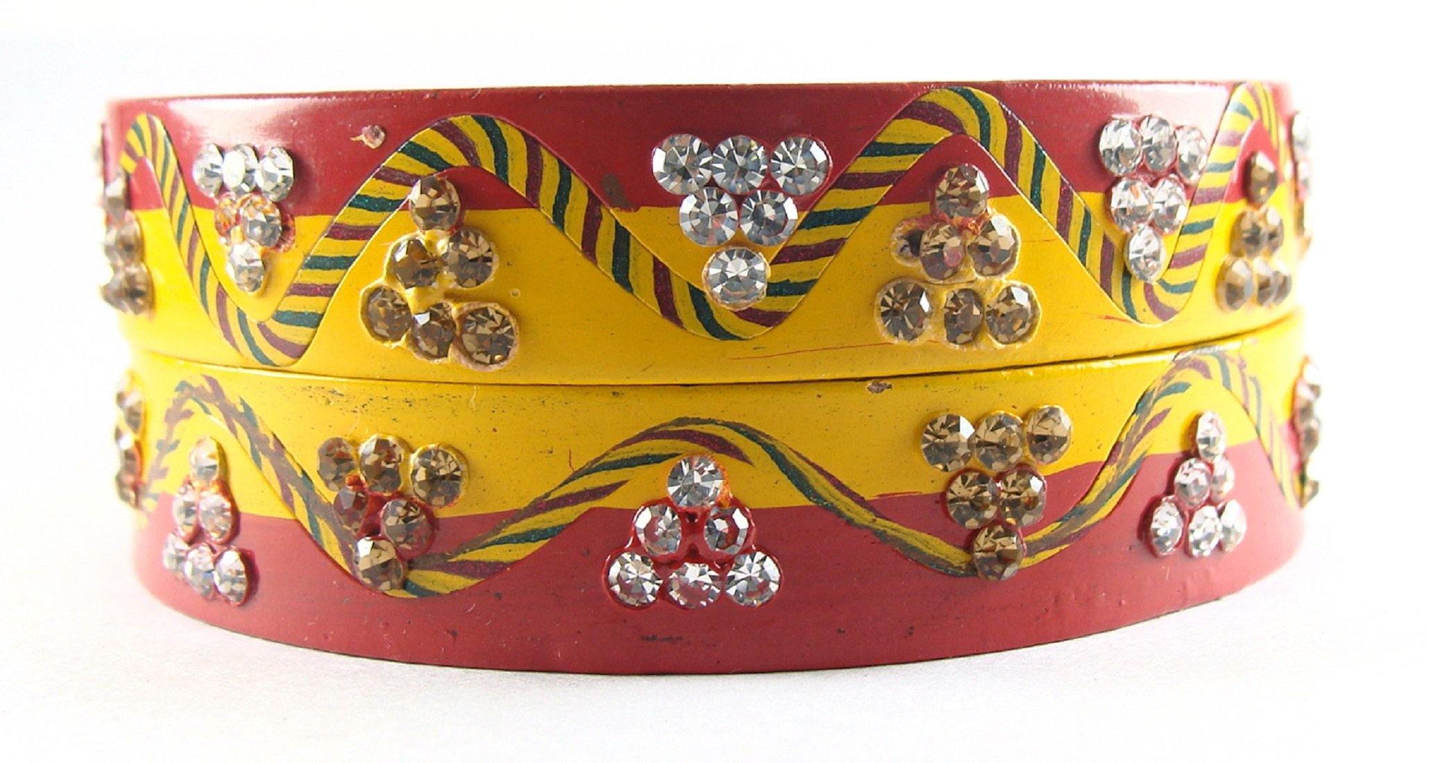 Sukriti Rajasthani Casual Yellow-Red Lac Bangles for Women - Set of 2