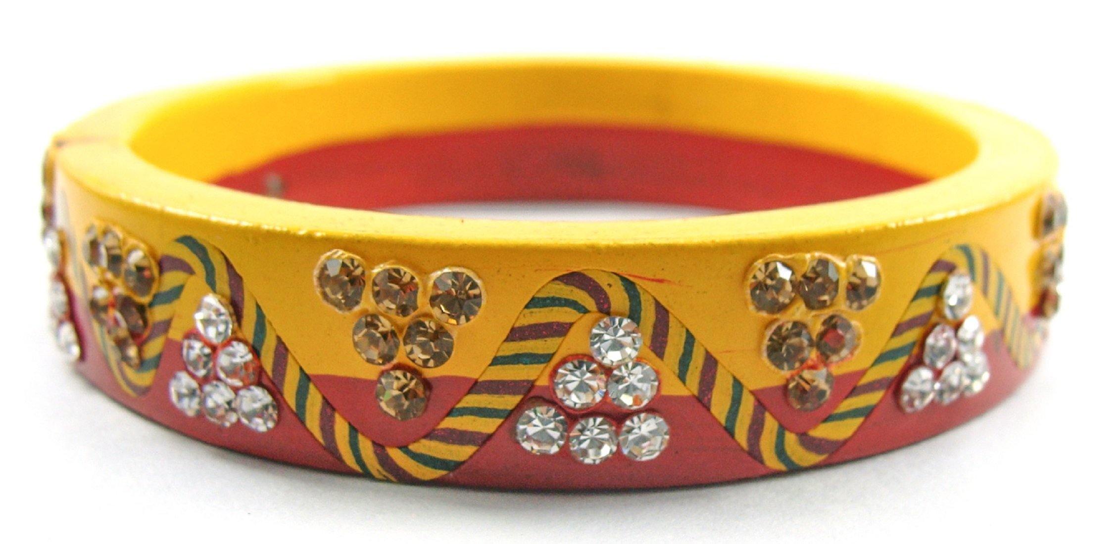 Sukriti Rajasthani Casual Yellow-Red Lac Bangles for Women - Set of 2