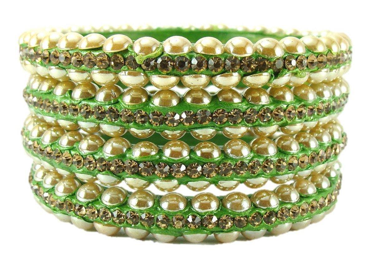 Sukriti Rajasthani contemporary Green Lac Bangles for Women - Set of 4