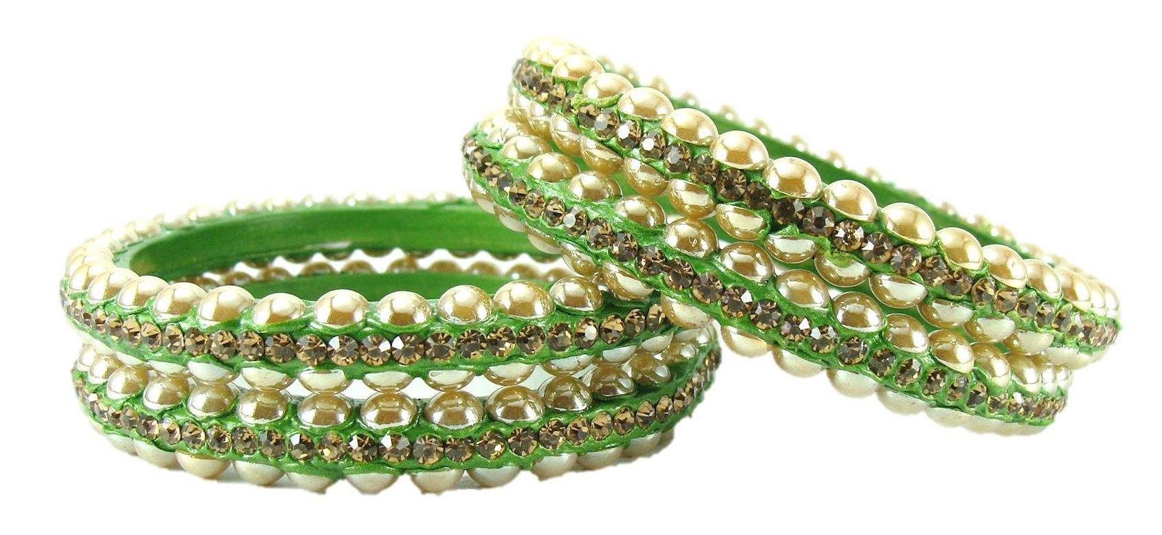 Sukriti Rajasthani contemporary Green Lac Bangles for Women - Set of 4