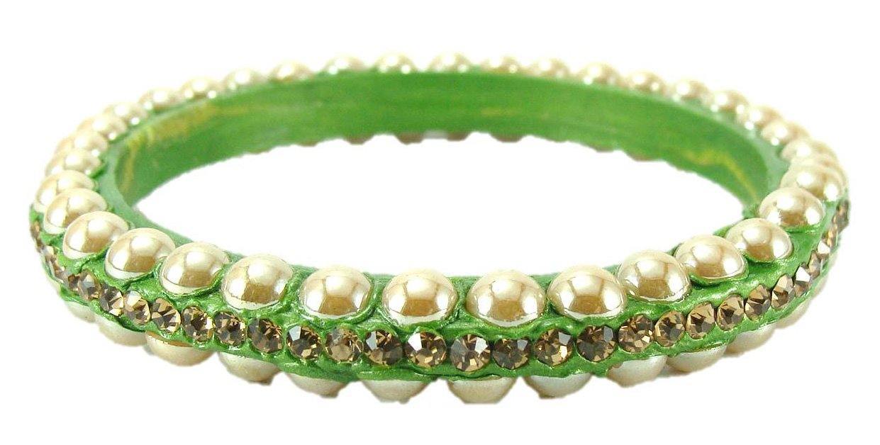 Sukriti Rajasthani contemporary Green Lac Bangles for Women - Set of 4
