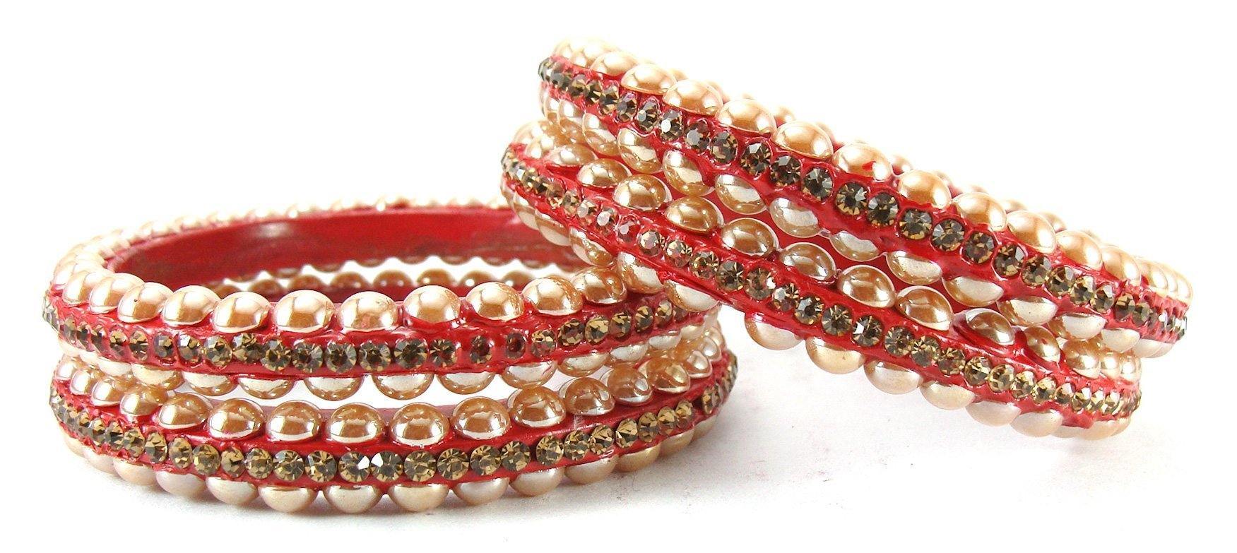 Sukriti Rajasthani contemporary Red Lac Bangles for Women - Set of 4