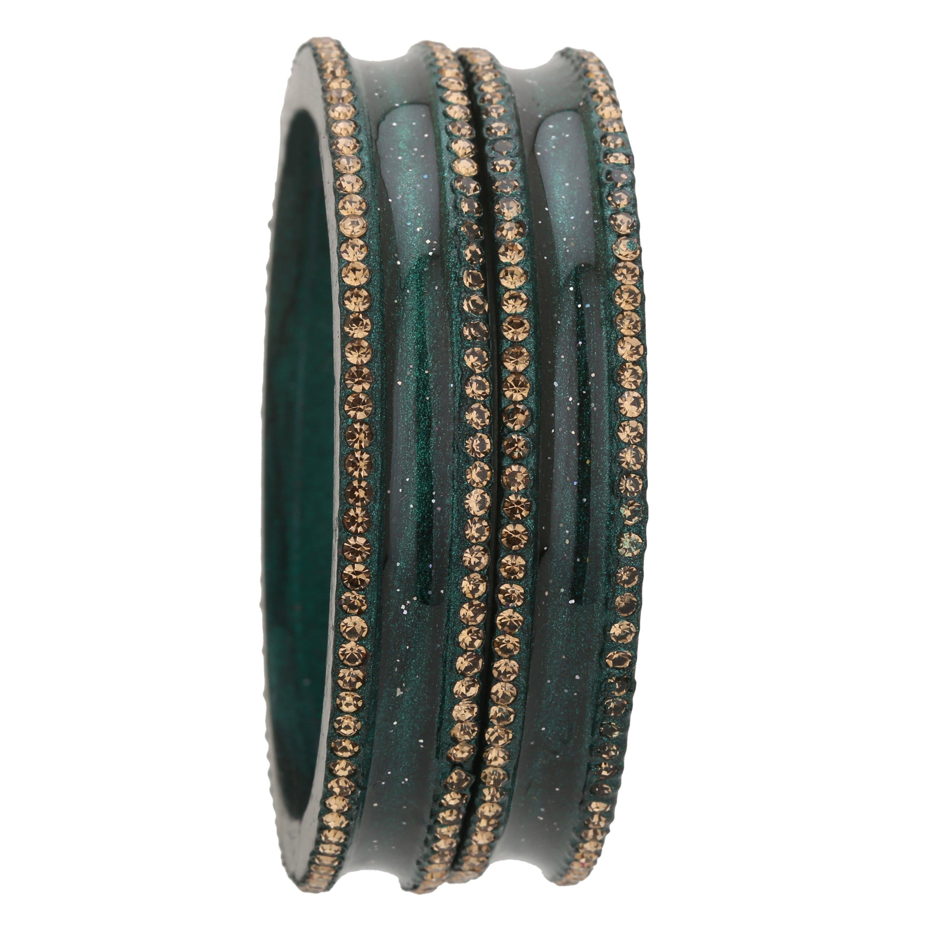 Sukriti Rajasthani Elegant Bottle Green Lac Bangles for Women - Set of 2