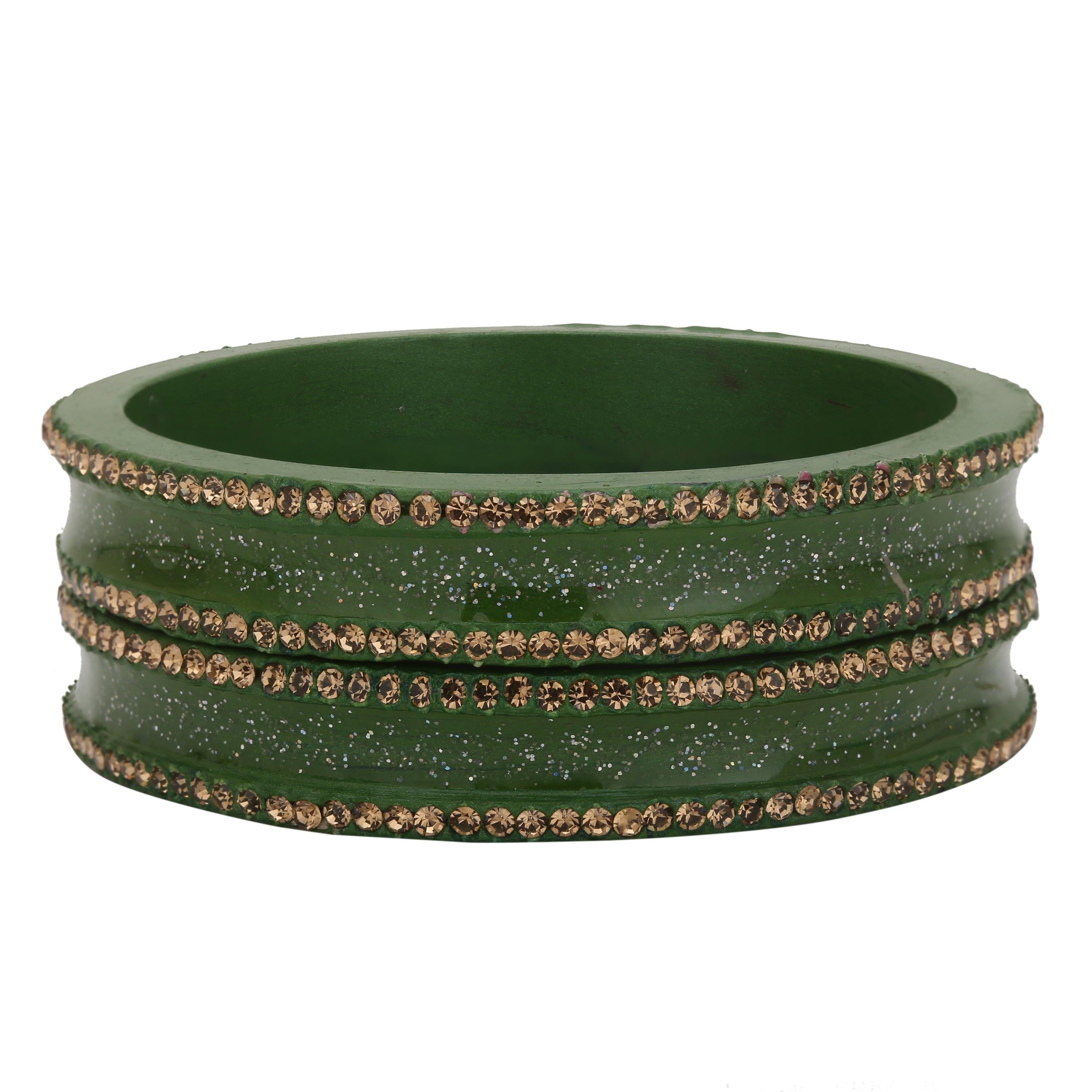 Sukriti Rajasthani Elegant Green Lac Bangles for Women - Set of 2
