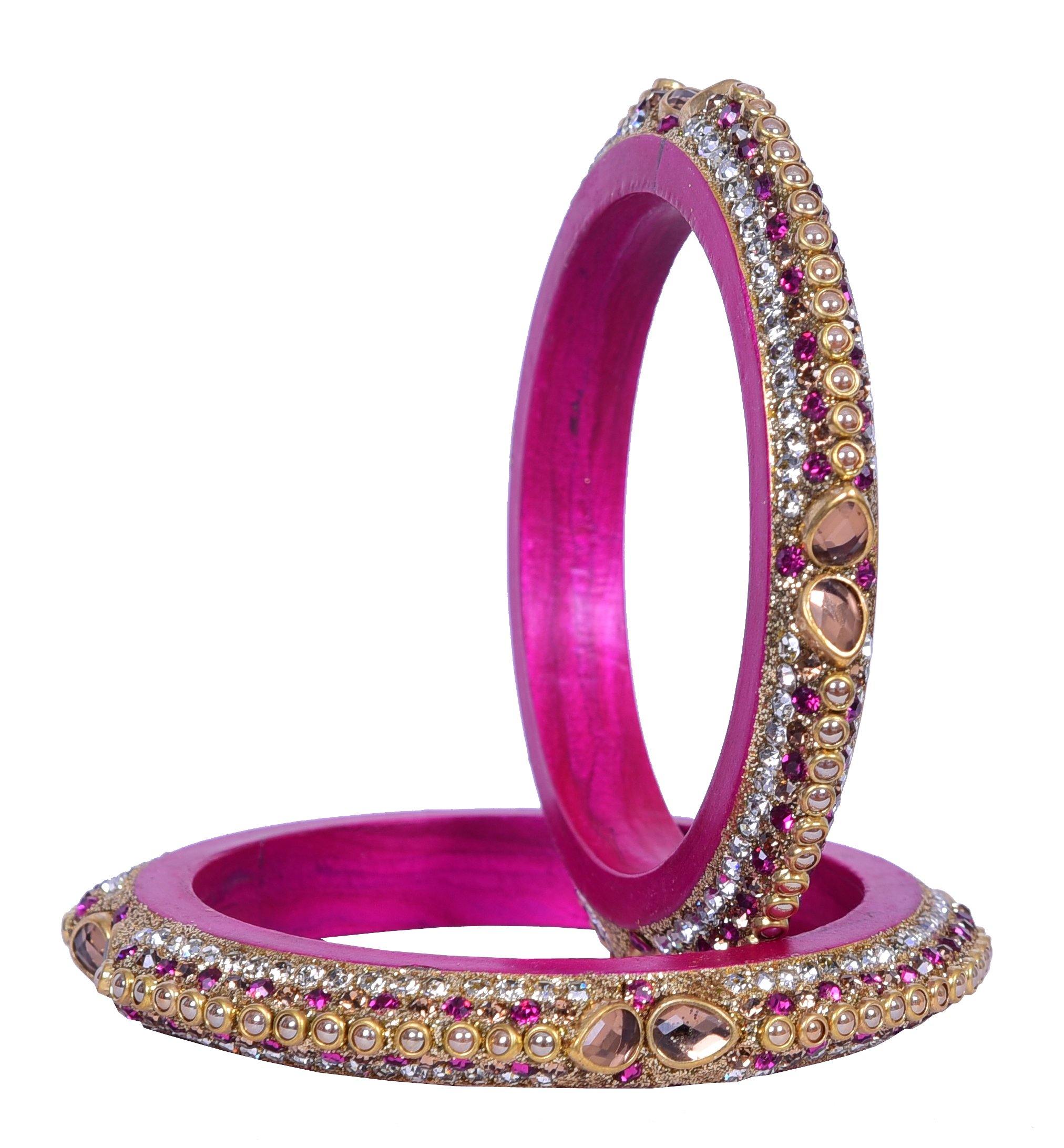 Sukriti Rajasthani Elegant Magenta Lac Bangadi Bangle - Set of 2