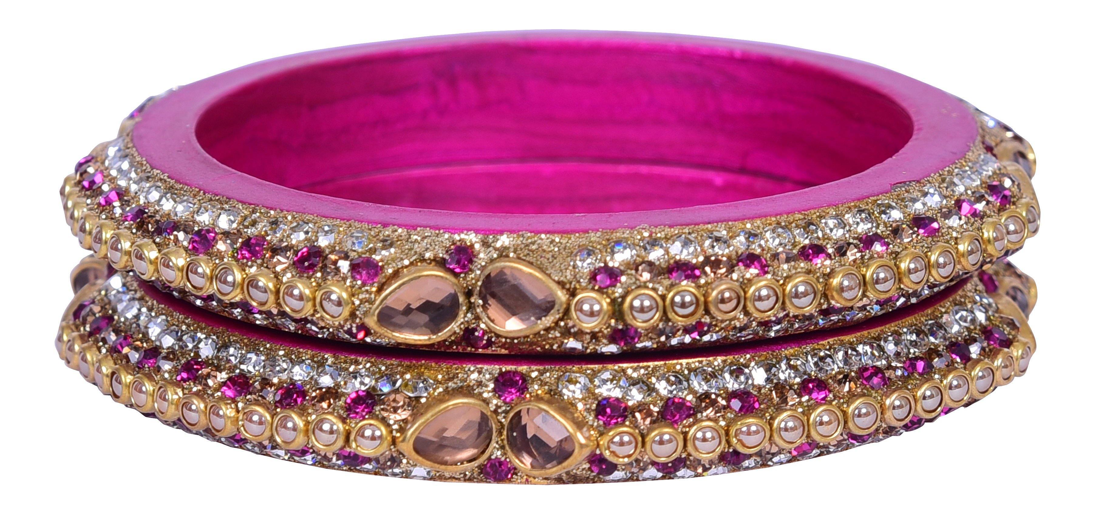 Sukriti Rajasthani Elegant Magenta Lac Bangadi Bangle - Set of 2