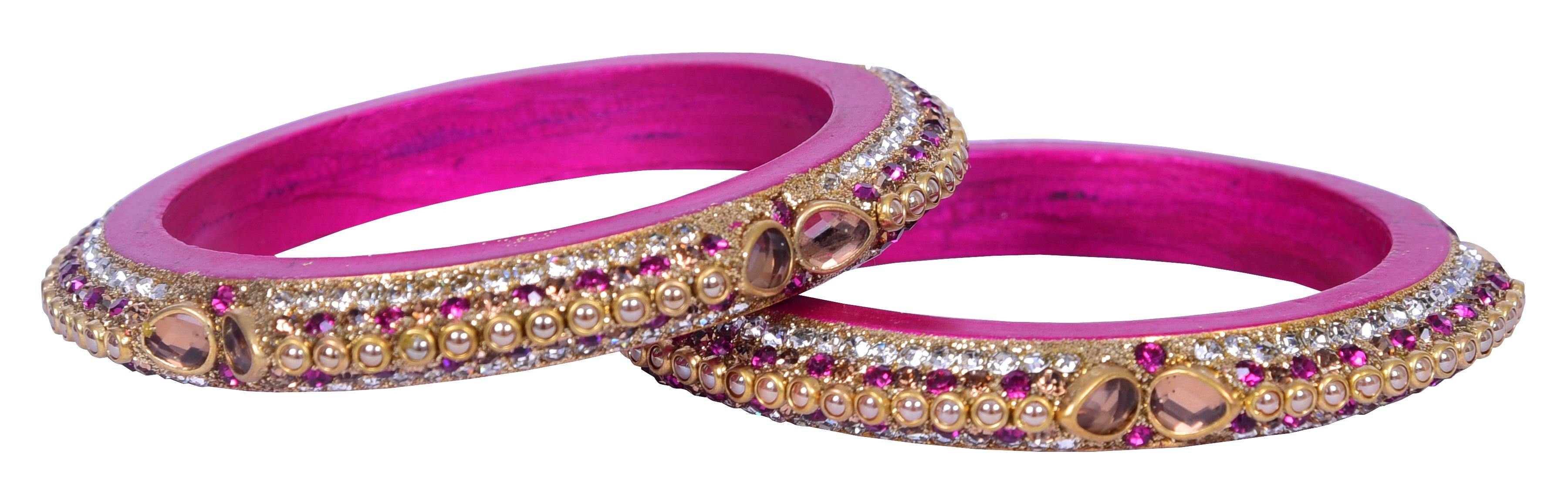 Sukriti Rajasthani Elegant Magenta Lac Bangadi Bangle - Set of 2