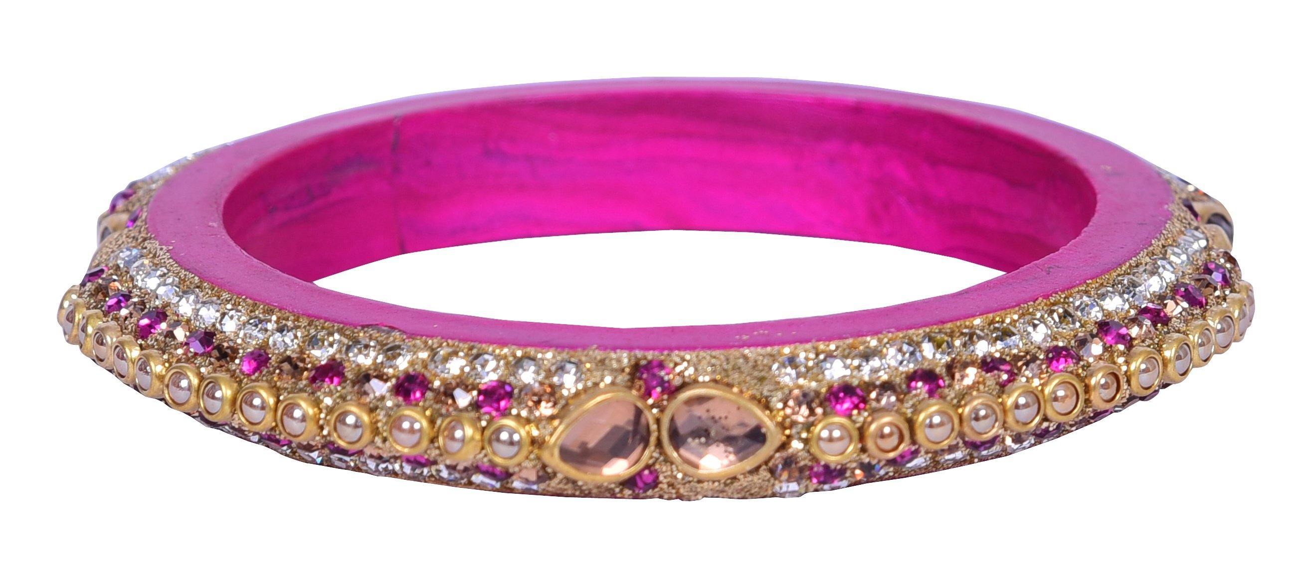 Sukriti Rajasthani Elegant Magenta Lac Bangadi Bangle - Set of 2
