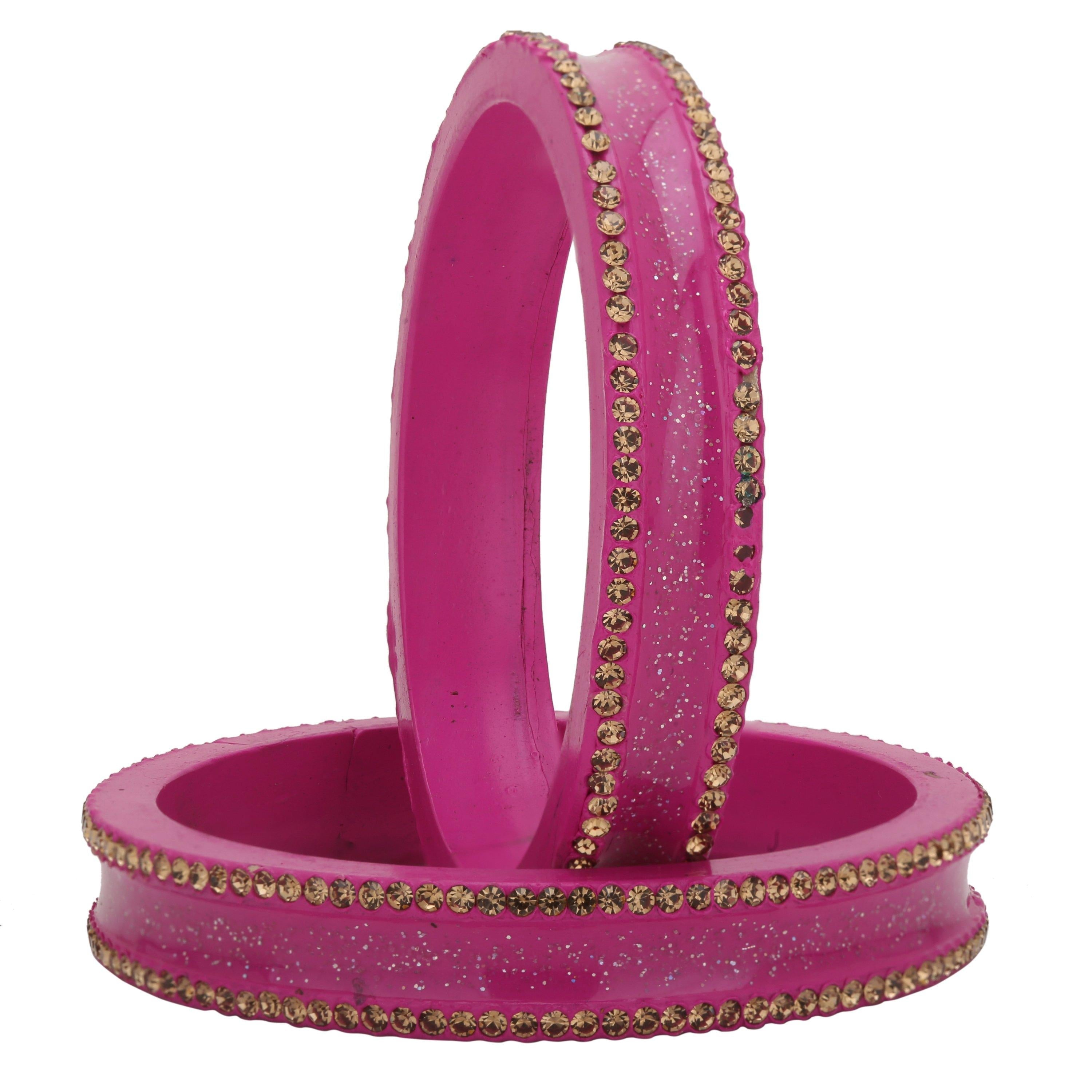 Sukriti Rajasthani Elegant Magenta Lac Bangles for Women - Set of 2