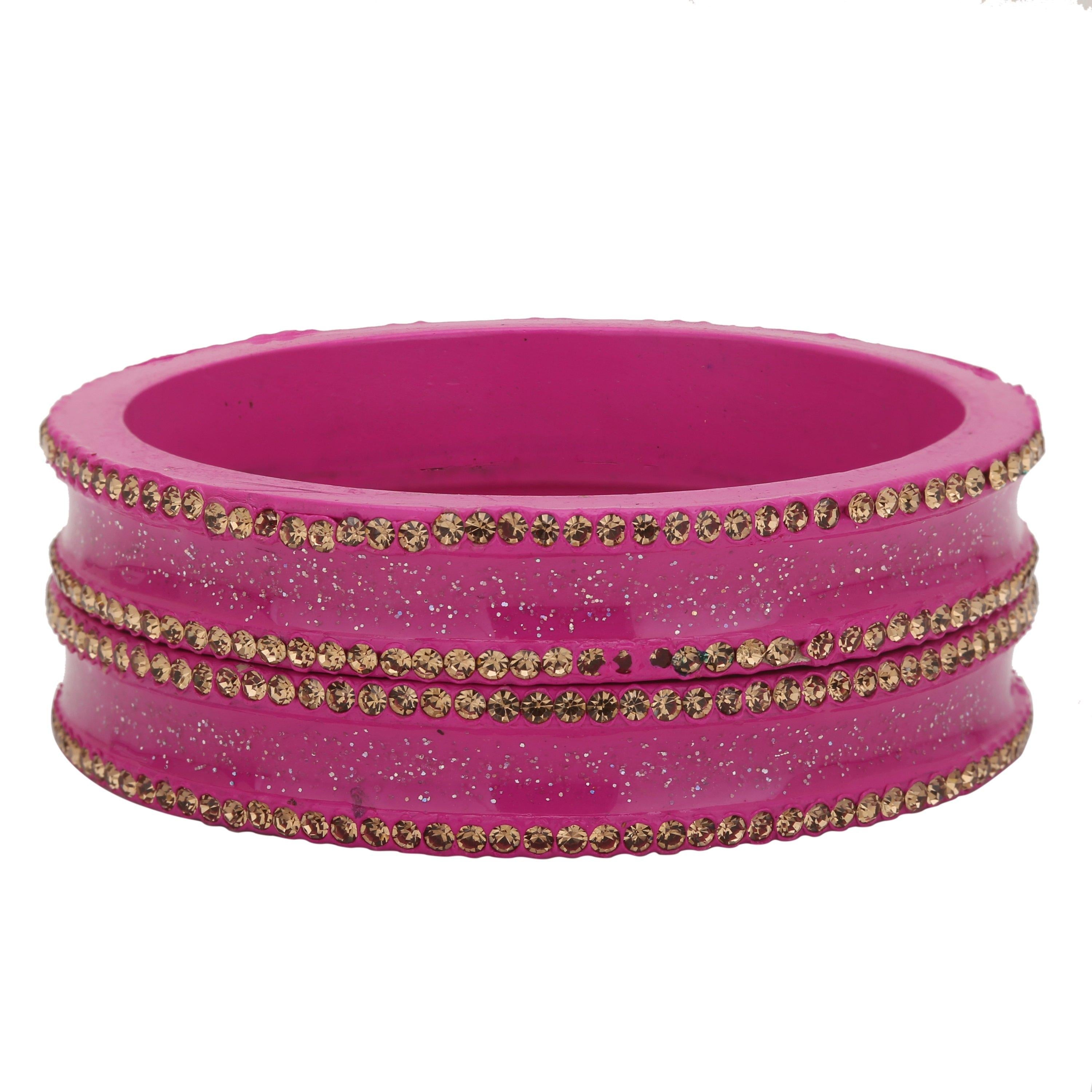 Sukriti Rajasthani Elegant Magenta Lac Bangles for Women - Set of 2