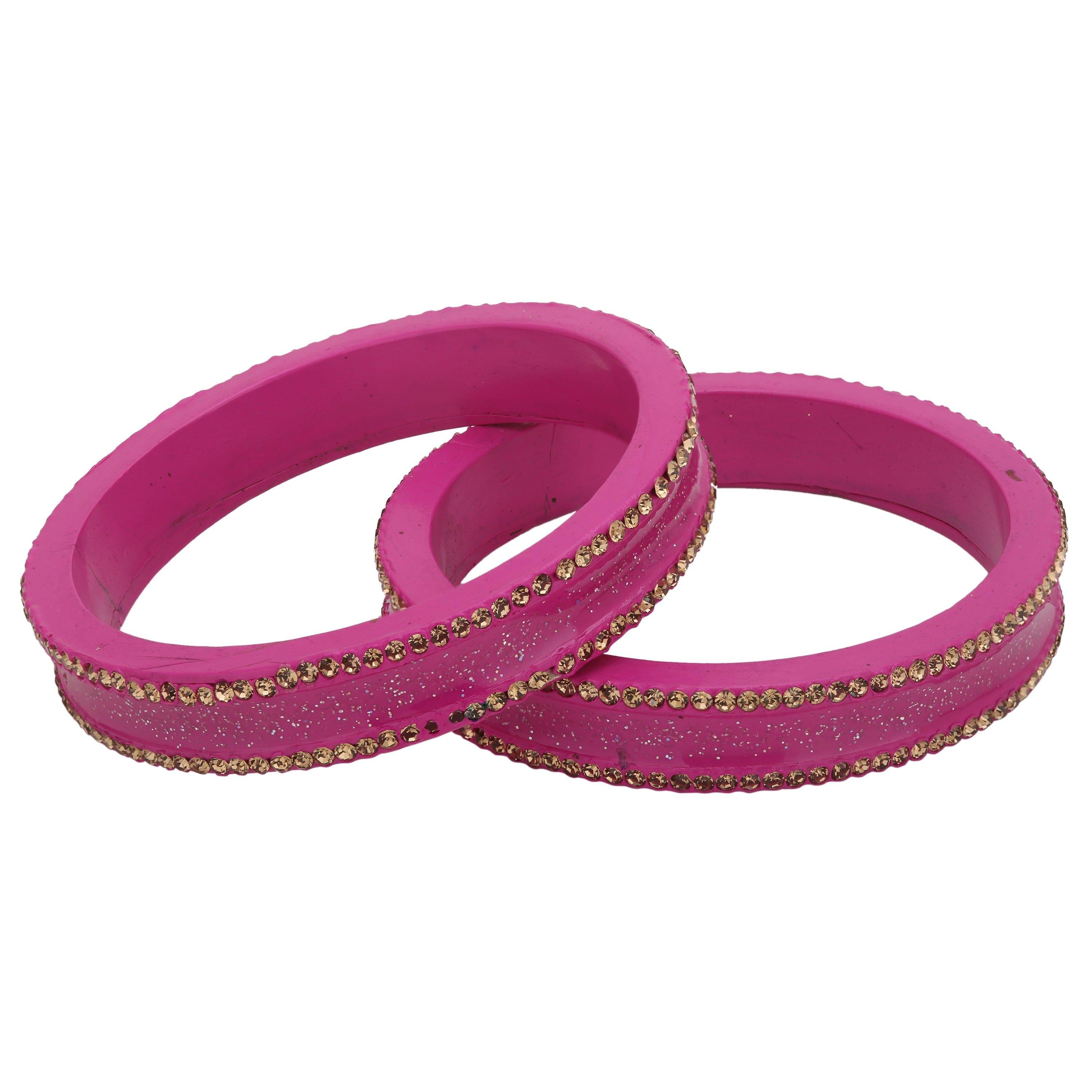 Sukriti Rajasthani Elegant Magenta Lac Bangles for Women - Set of 2